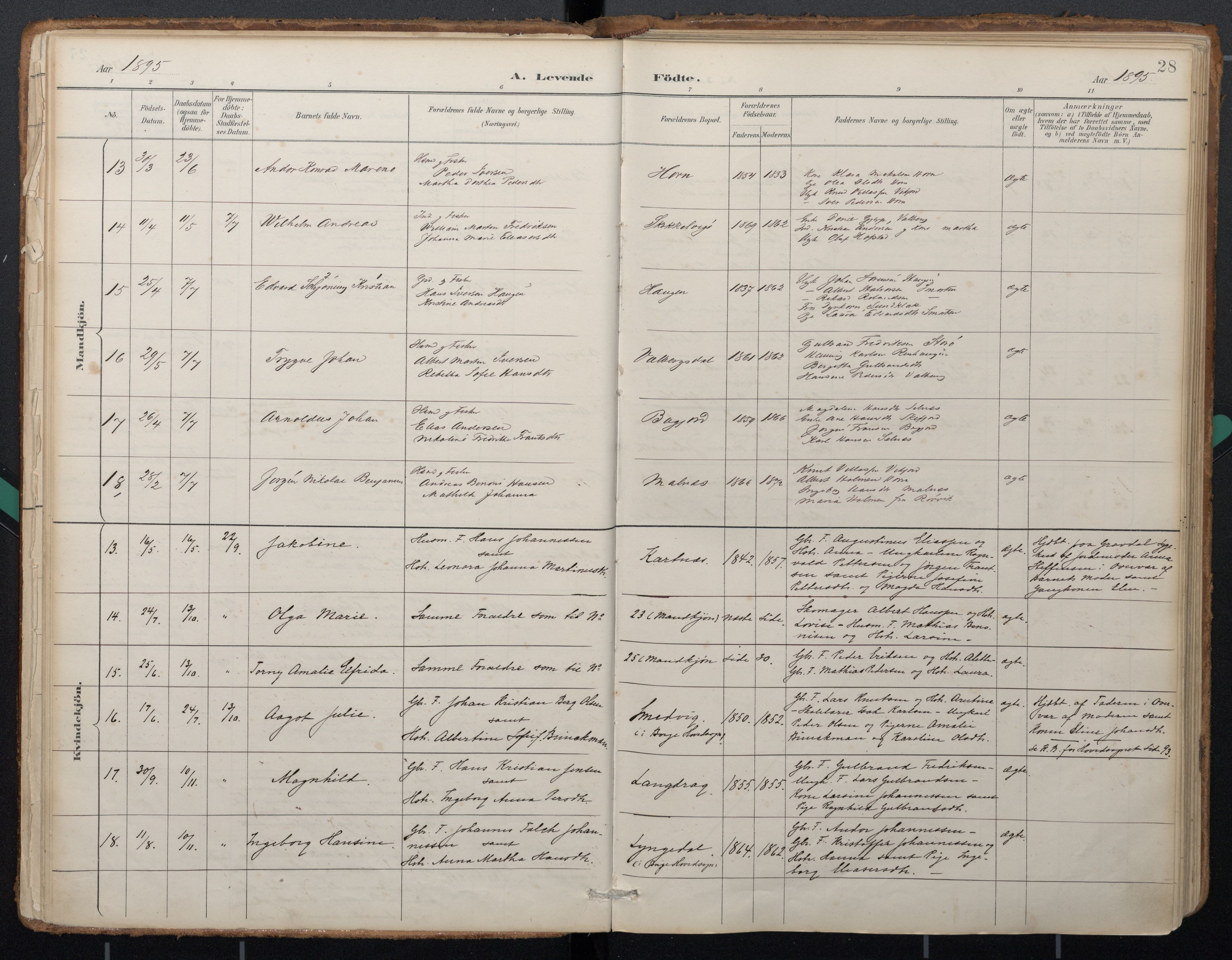 Ministerialprotokoller, klokkerbøker og fødselsregistre - Nordland, SAT/A-1459/884/L1193: Parish register (official) no. 884A01, 1888-1905, p. 28