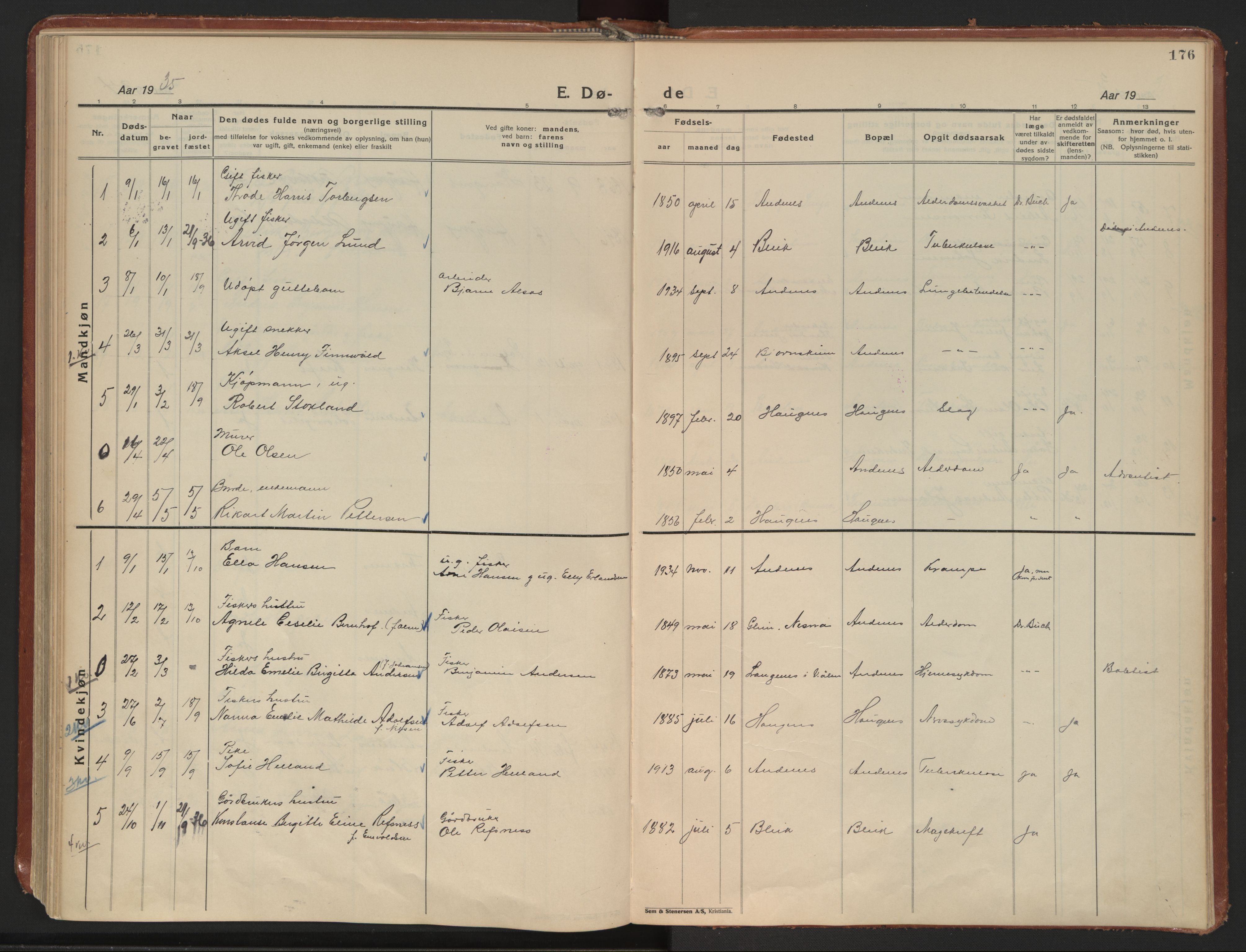 Ministerialprotokoller, klokkerbøker og fødselsregistre - Nordland, SAT/A-1459/899/L1441: Parish register (official) no. 899A09, 1923-1939, p. 176