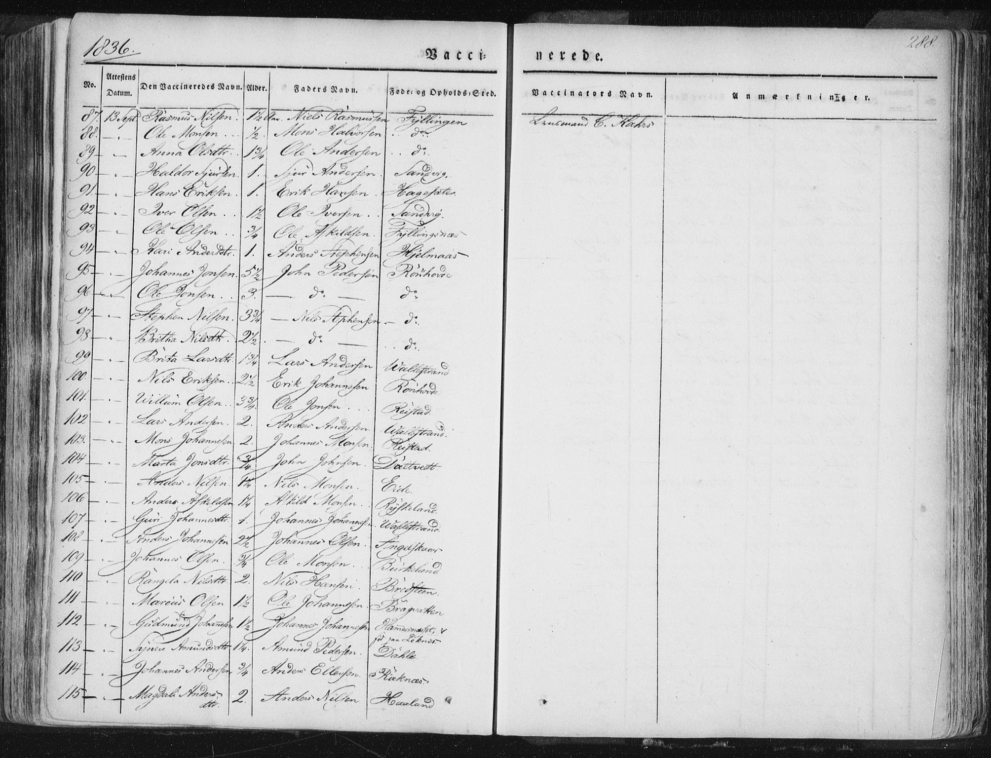 Hamre sokneprestembete, AV/SAB-A-75501/H/Ha/Haa/Haaa/L0012: Parish register (official) no. A 12, 1834-1845, p. 288