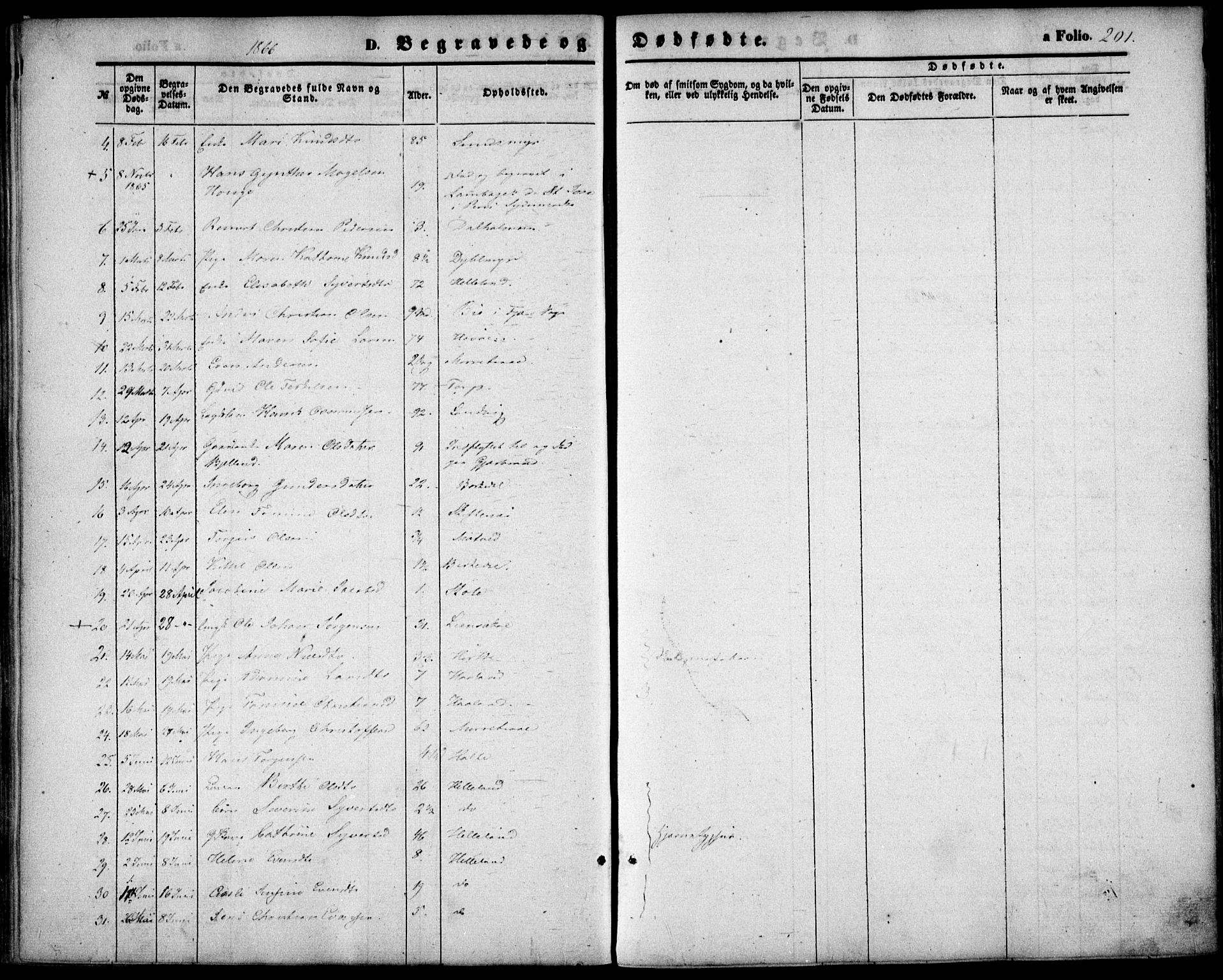 Hommedal sokneprestkontor, AV/SAK-1111-0023/F/Fa/Fab/L0005: Parish register (official) no. A 5, 1861-1877, p. 201