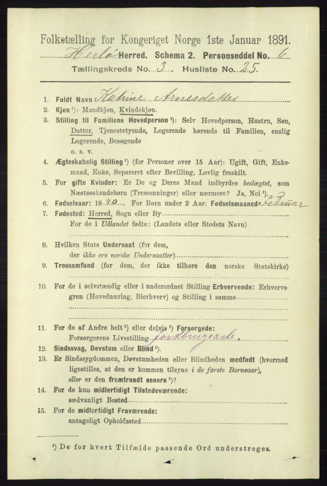 RA, 1891 census for 1258 Herdla, 1891, p. 1244