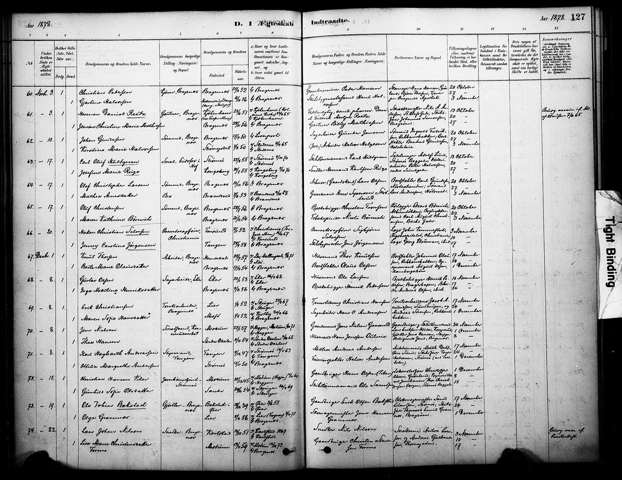 Bragernes kirkebøker, AV/SAKO-A-6/F/Fc/L0005: Parish register (official) no. III 5, 1878-1890, p. 127