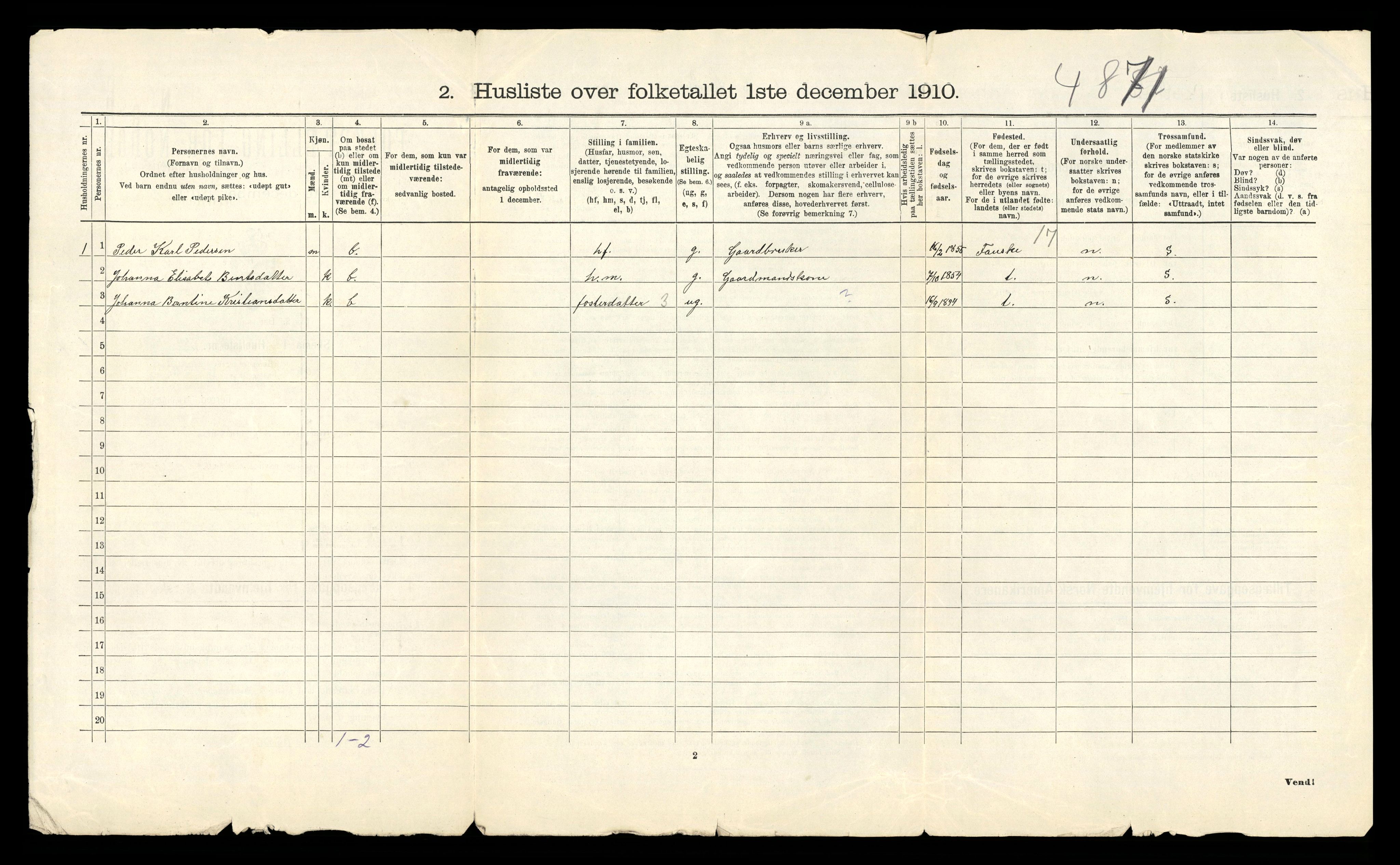 RA, 1910 census for Saltdal, 1910, p. 32