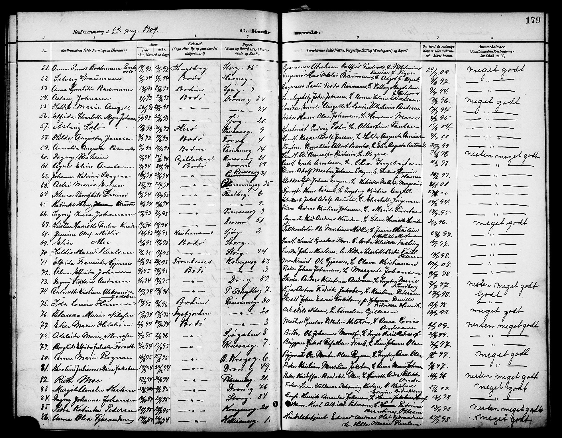 Ministerialprotokoller, klokkerbøker og fødselsregistre - Nordland, SAT/A-1459/801/L0033: Parish register (copy) no. 801C08, 1898-1910, p. 179