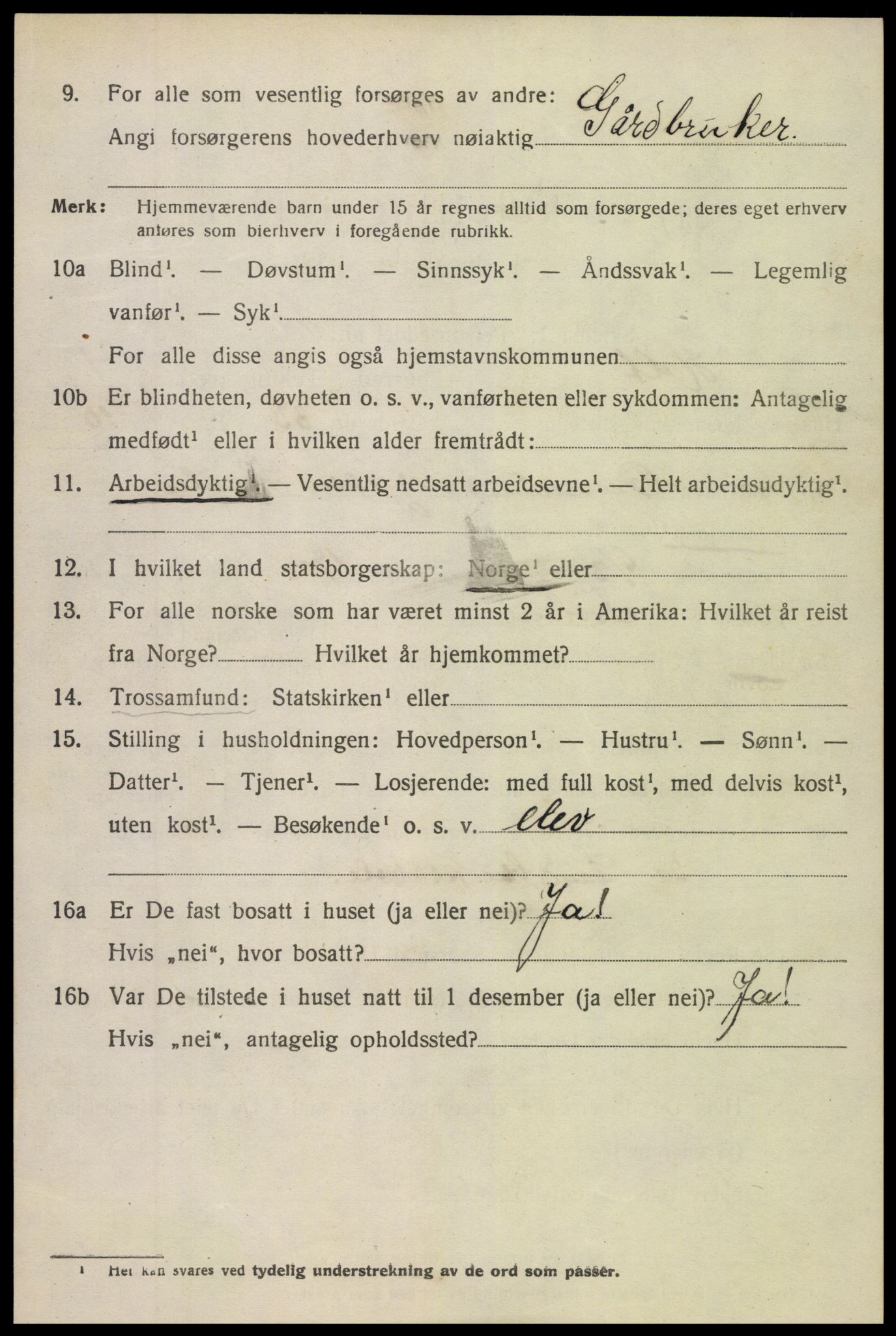 SAK, 1920 census for Holt, 1920, p. 2853