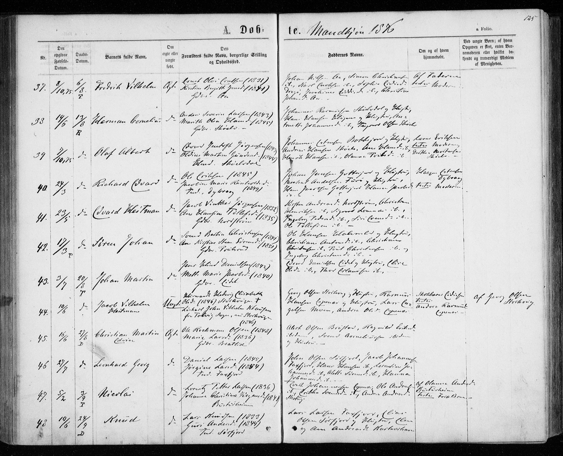 Tranøy sokneprestkontor, AV/SATØ-S-1313/I/Ia/Iaa/L0008kirke: Parish register (official) no. 8, 1867-1877, p. 125