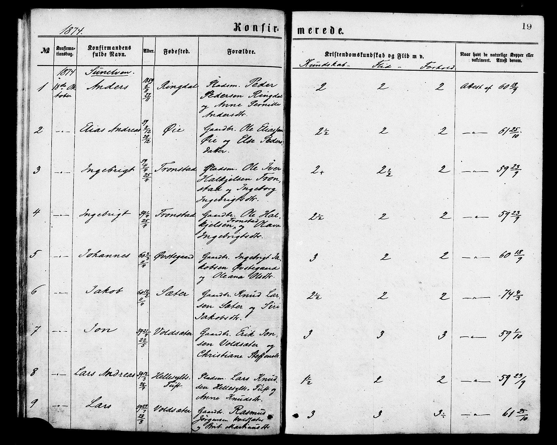 Ministerialprotokoller, klokkerbøker og fødselsregistre - Møre og Romsdal, SAT/A-1454/517/L0227: Parish register (official) no. 517A07, 1870-1886, p. 19