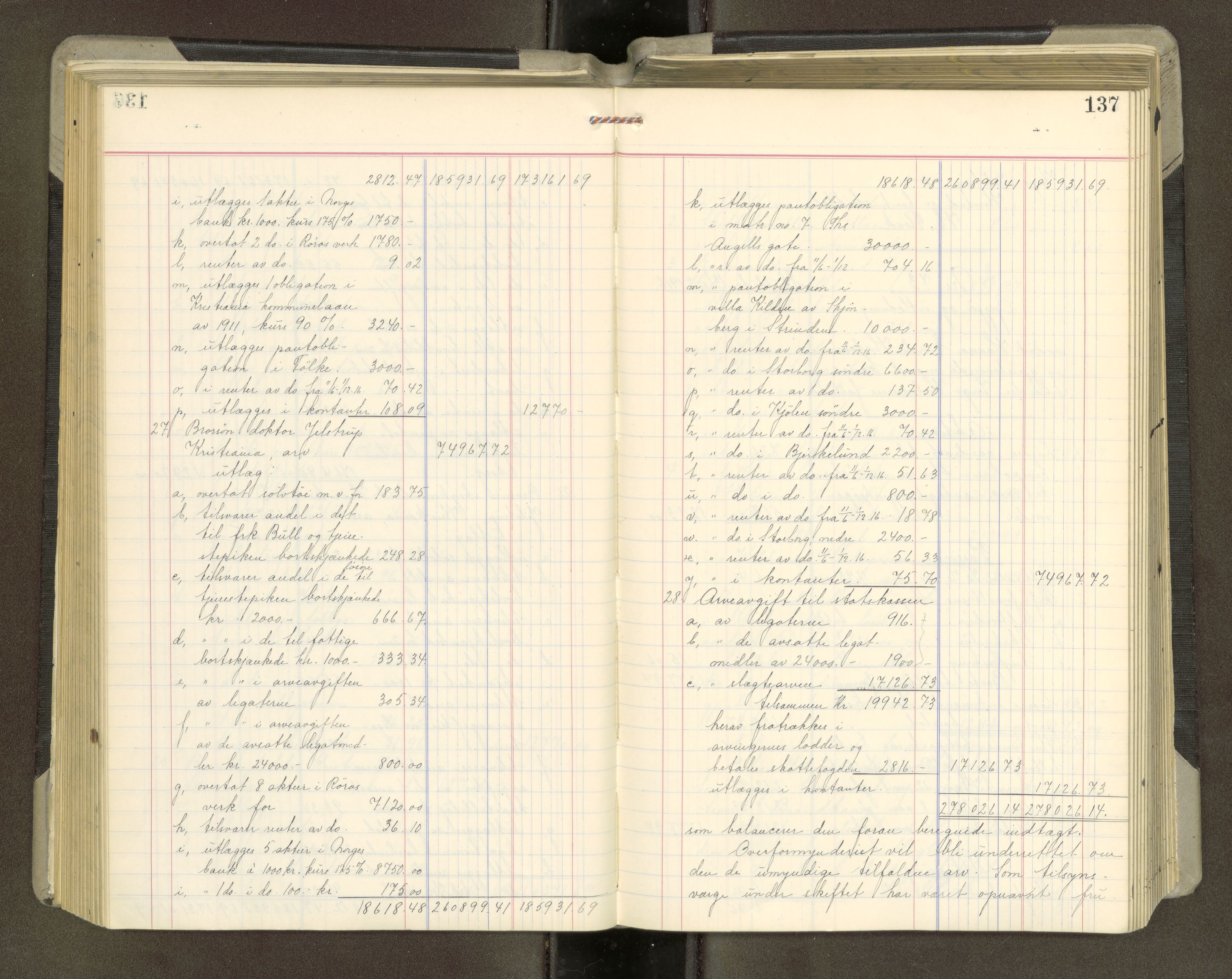 Trondheim byfogd, AV/SAT-A-0003/1/3/3A/L0042: Skifteutlodningsprotokoll - 10/2-5/7. (m/ register), 1916-1918, p. 137