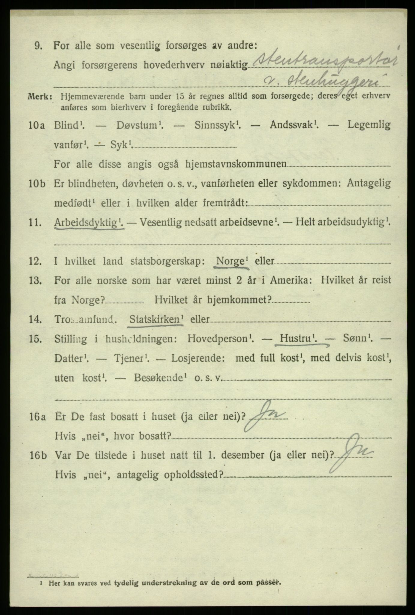 SAB, 1920 census for Eidfjord, 1920, p. 1333