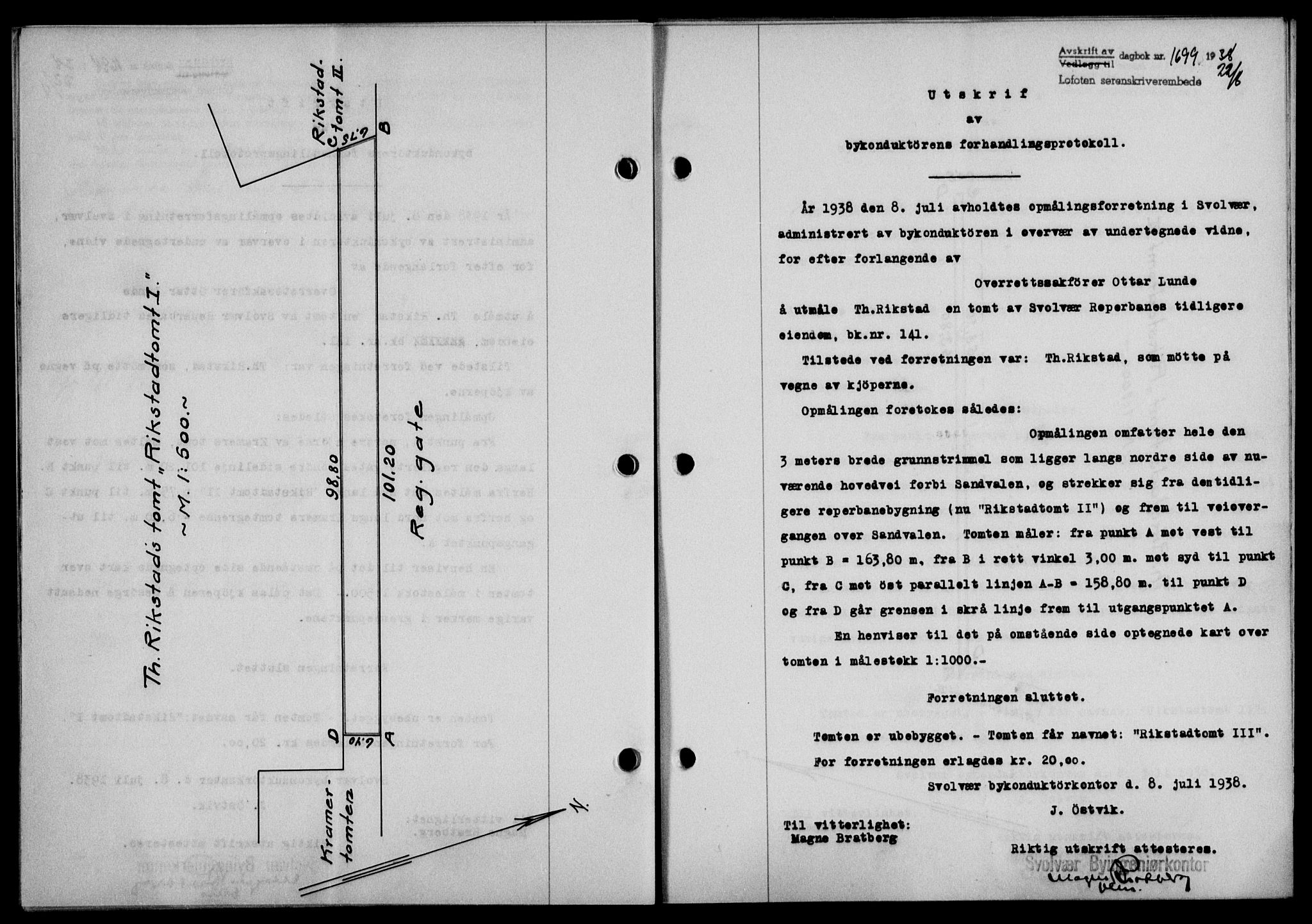 Lofoten sorenskriveri, SAT/A-0017/1/2/2C/L0004a: Mortgage book no. 4a, 1938-1938, Diary no: : 1699/1938