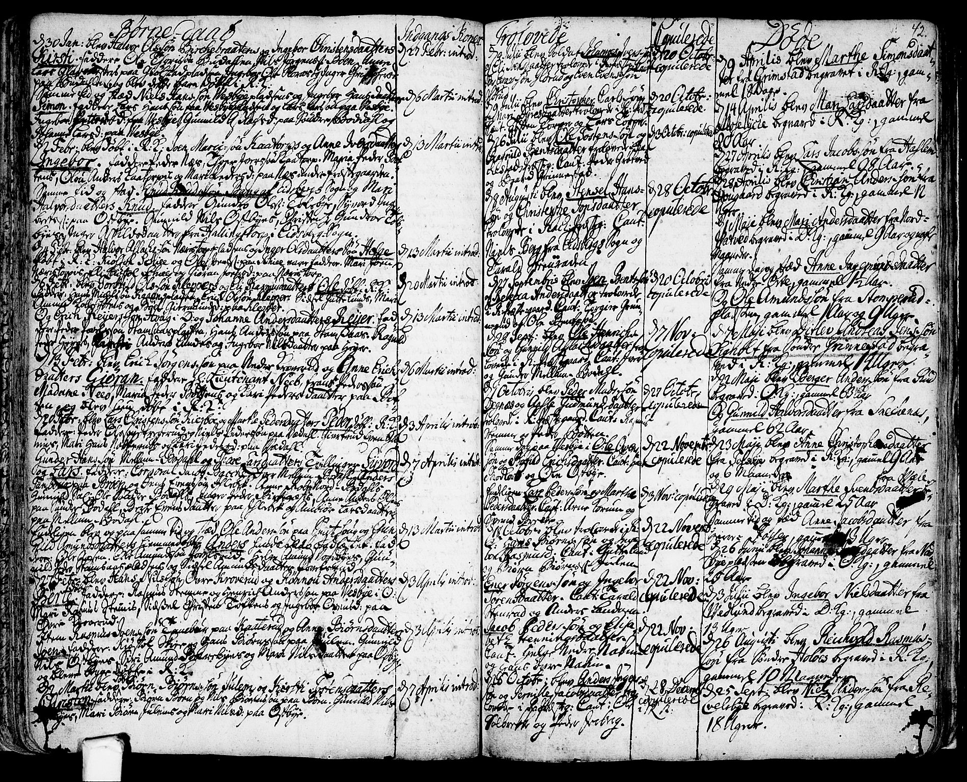 Rakkestad prestekontor Kirkebøker, SAO/A-2008/F/Fa/L0001: Parish register (official) no. I 1, 1722-1740, p. 42