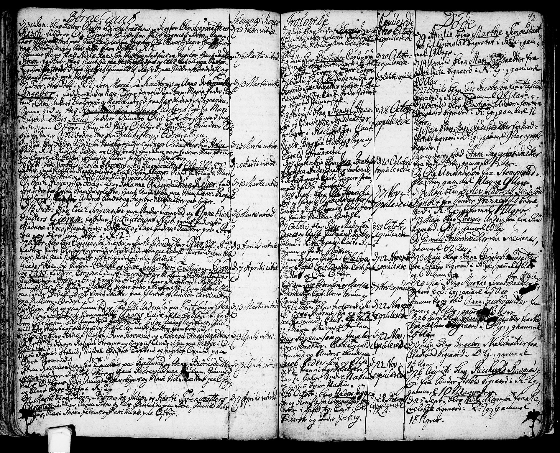 Rakkestad prestekontor Kirkebøker, AV/SAO-A-2008/F/Fa/L0001: Parish register (official) no. I 1, 1722-1740, p. 42