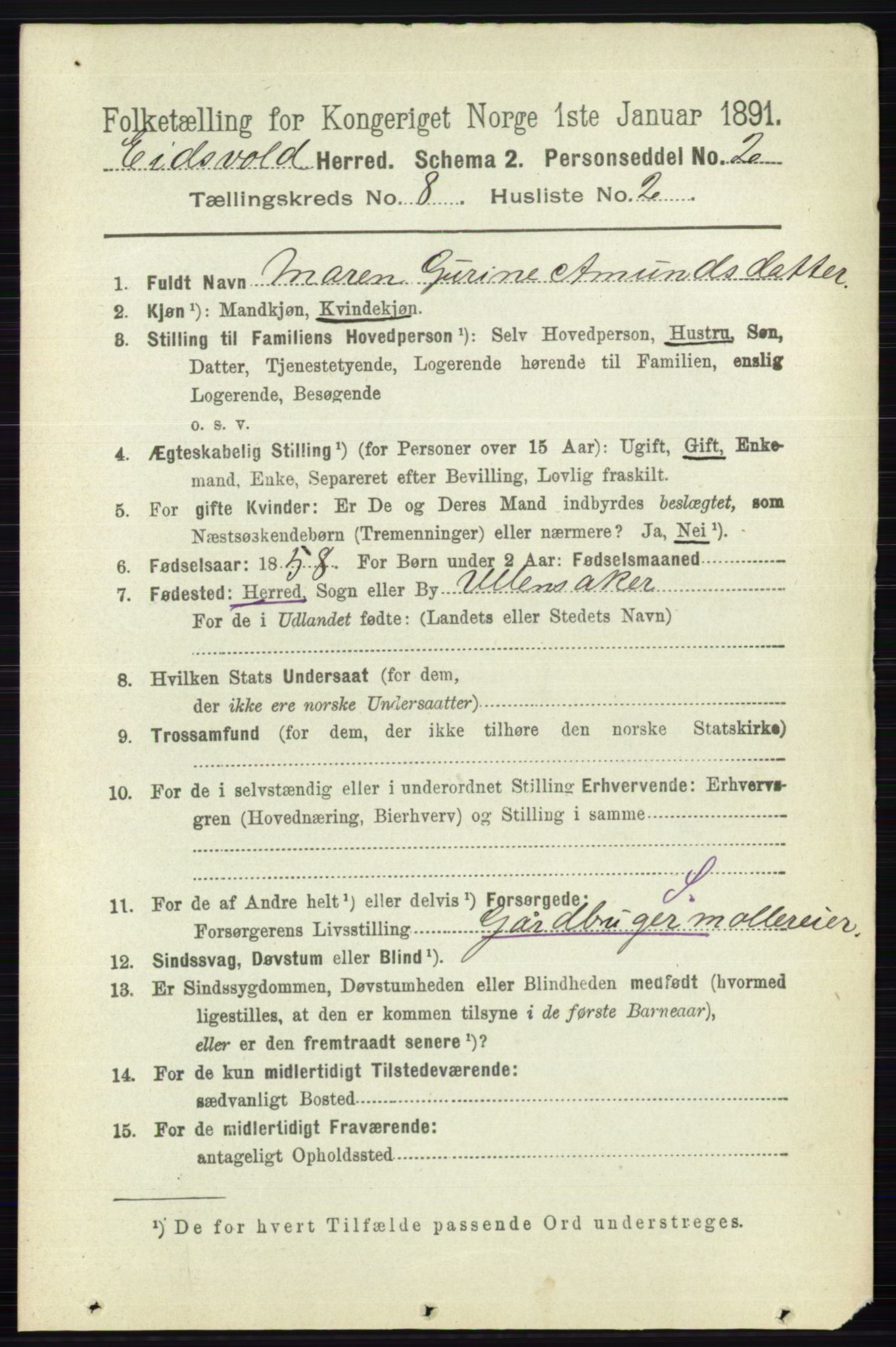 RA, 1891 census for 0237 Eidsvoll, 1891, p. 5278