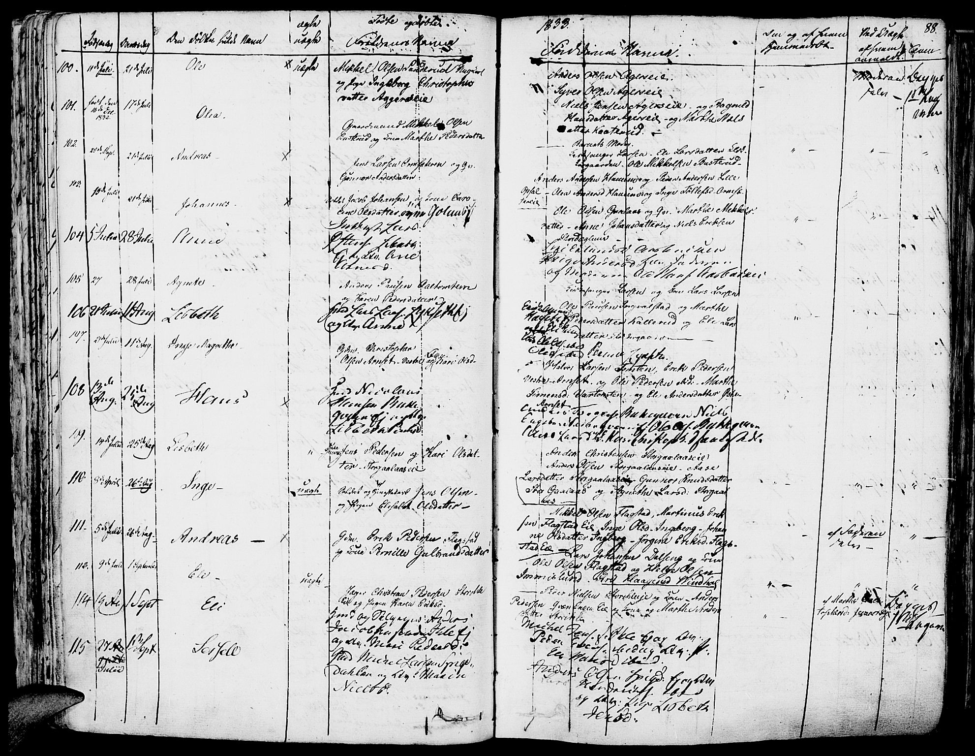 Vang prestekontor, Hedmark, AV/SAH-PREST-008/H/Ha/Haa/L0009: Parish register (official) no. 9, 1826-1841, p. 88