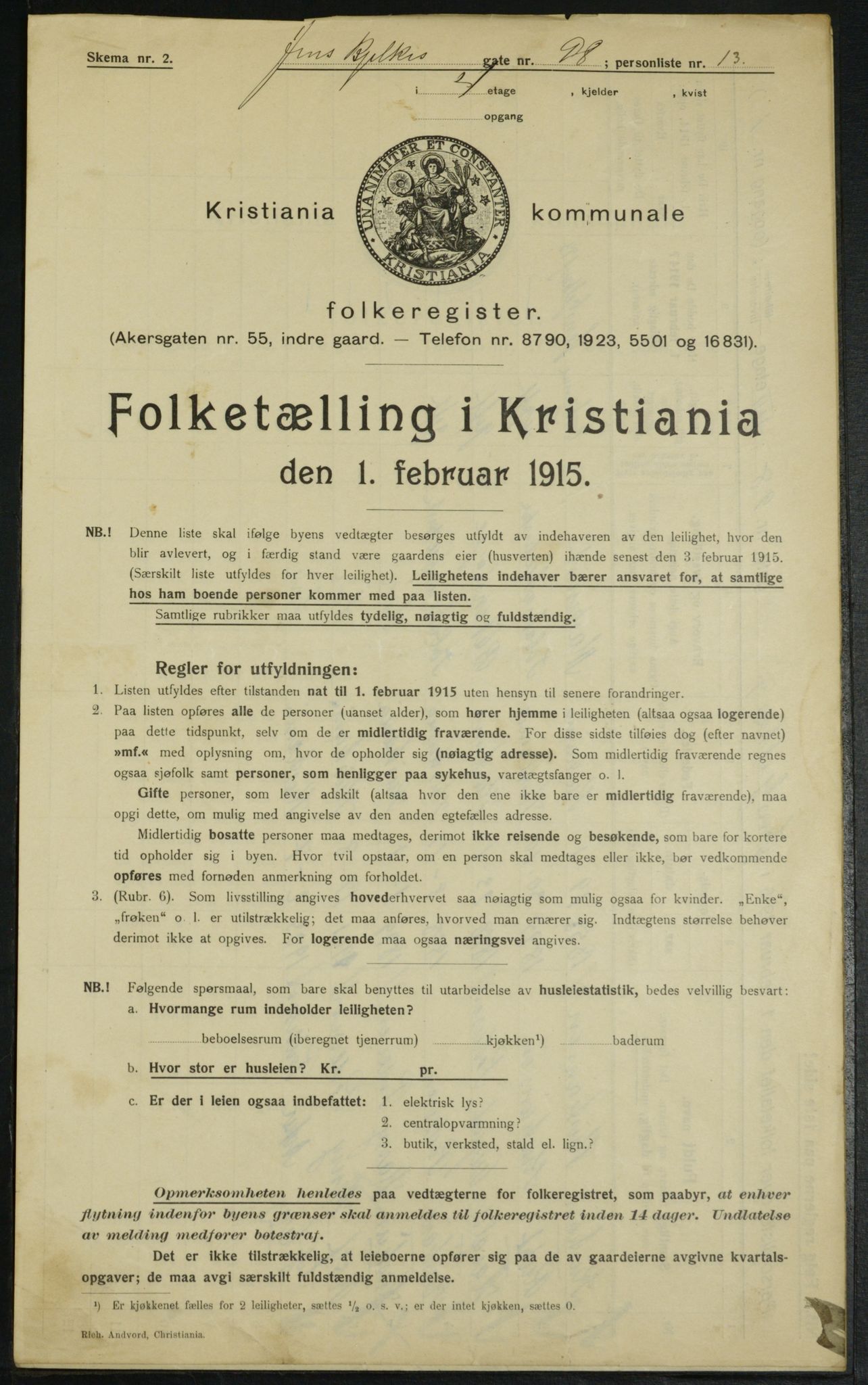 OBA, Municipal Census 1915 for Kristiania, 1915, p. 46341