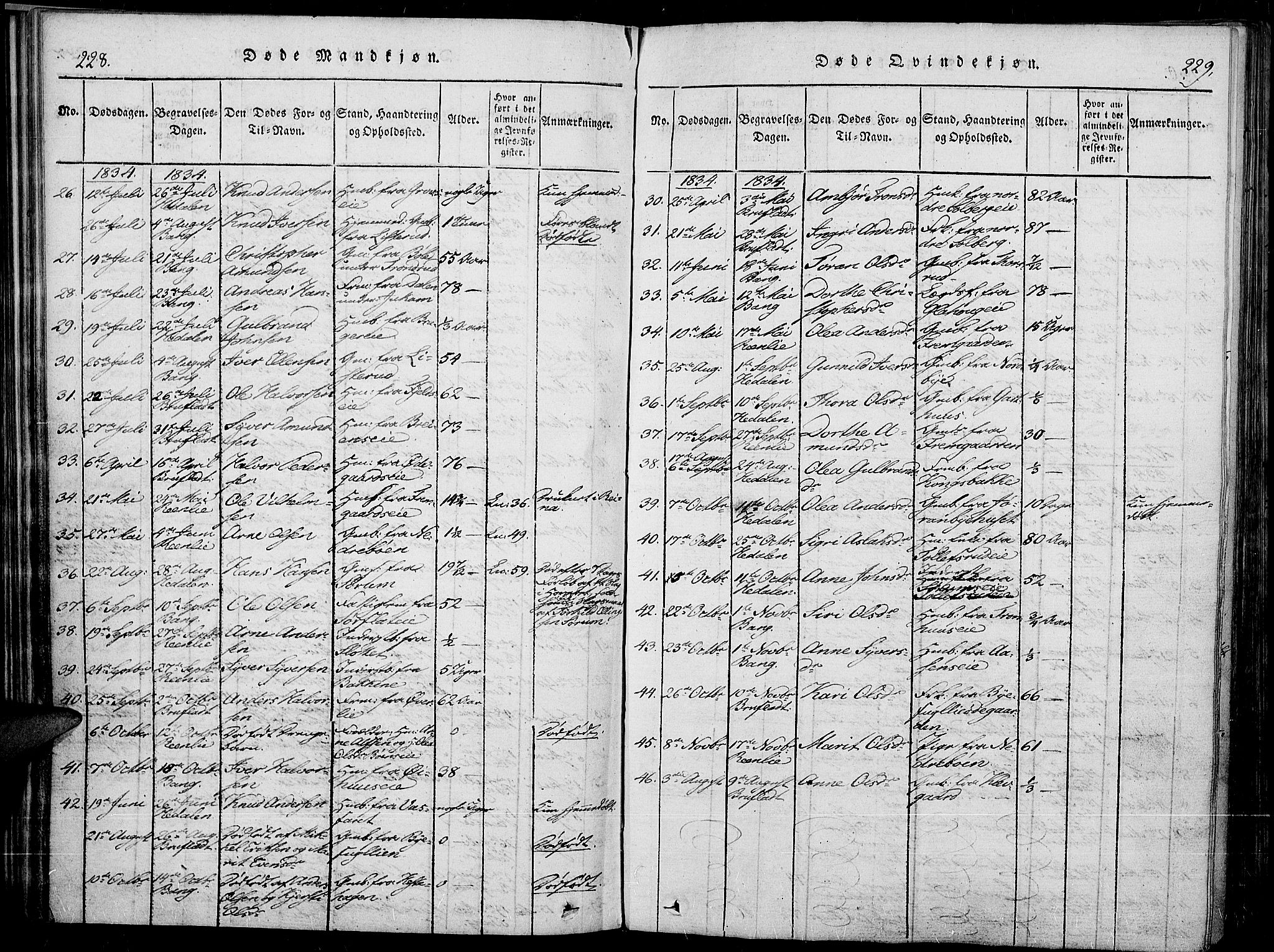 Sør-Aurdal prestekontor, SAH/PREST-128/H/Ha/Haa/L0003: Parish register (official) no. 3, 1825-1840, p. 228-229