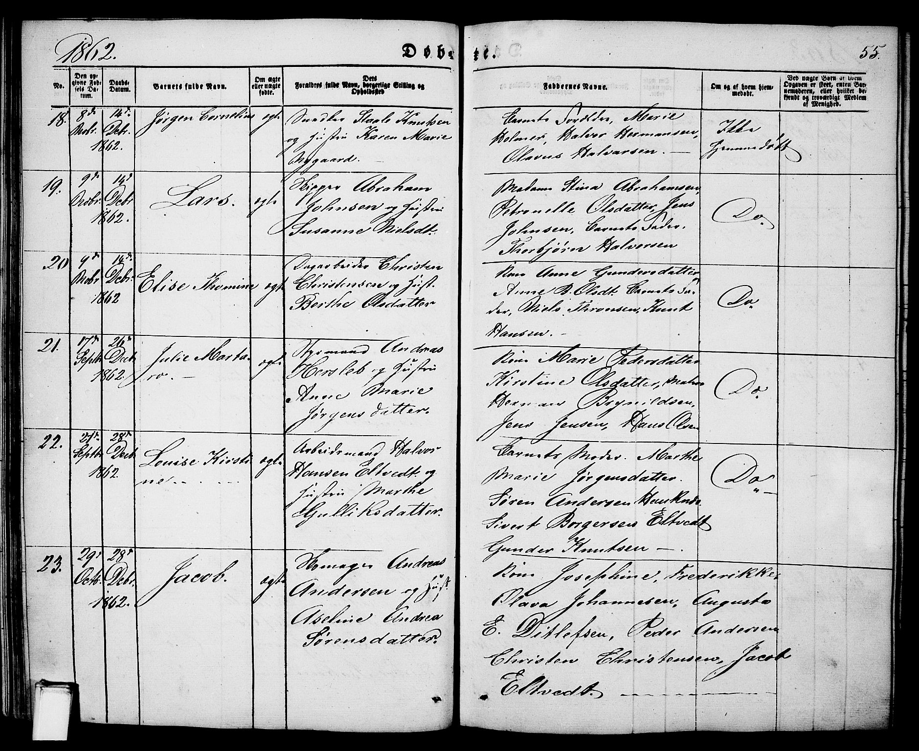 Porsgrunn kirkebøker , SAKO/A-104/G/Ga/L0002: Parish register (copy) no. I 2, 1847-1877, p. 55
