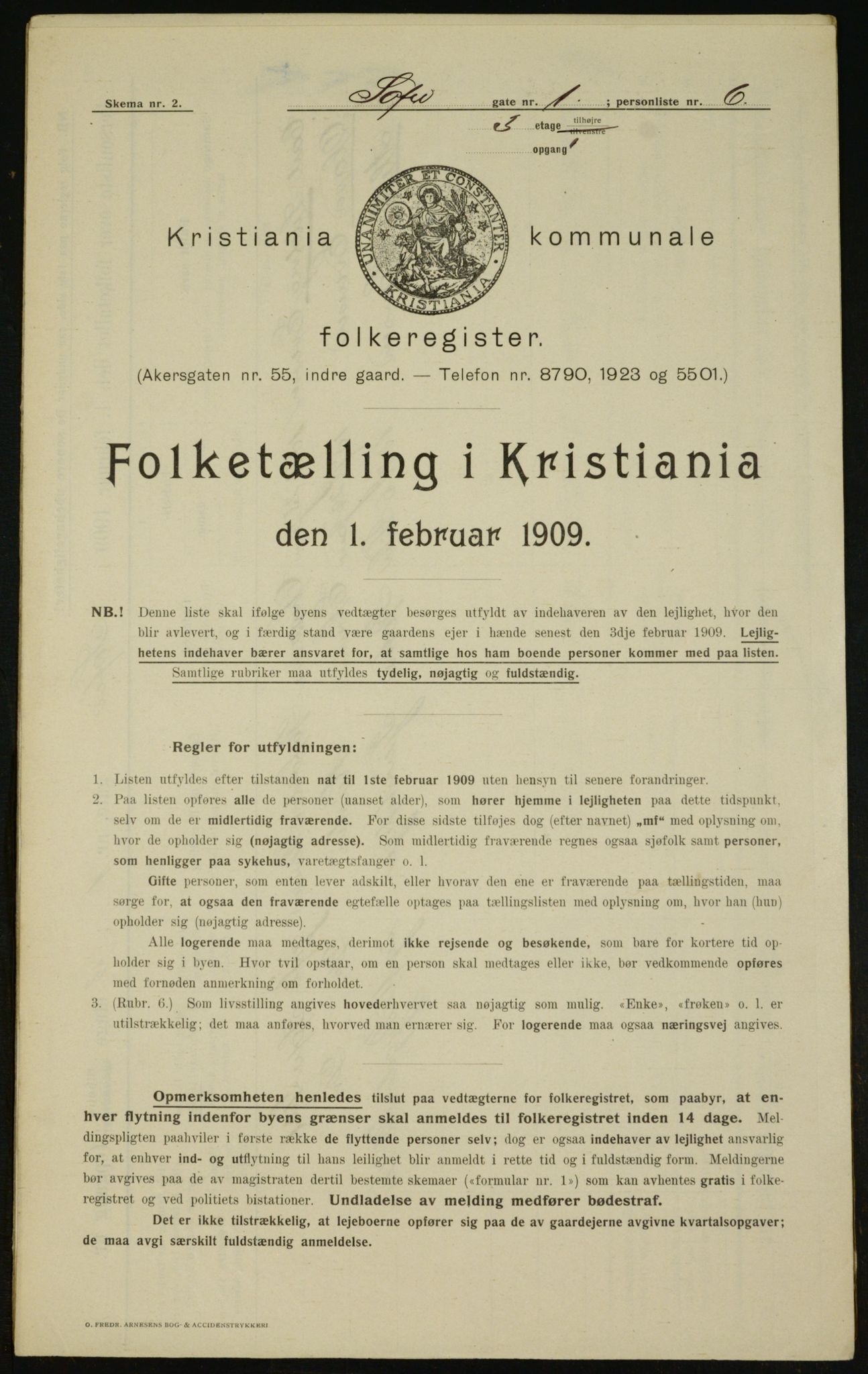 OBA, Municipal Census 1909 for Kristiania, 1909, p. 89481