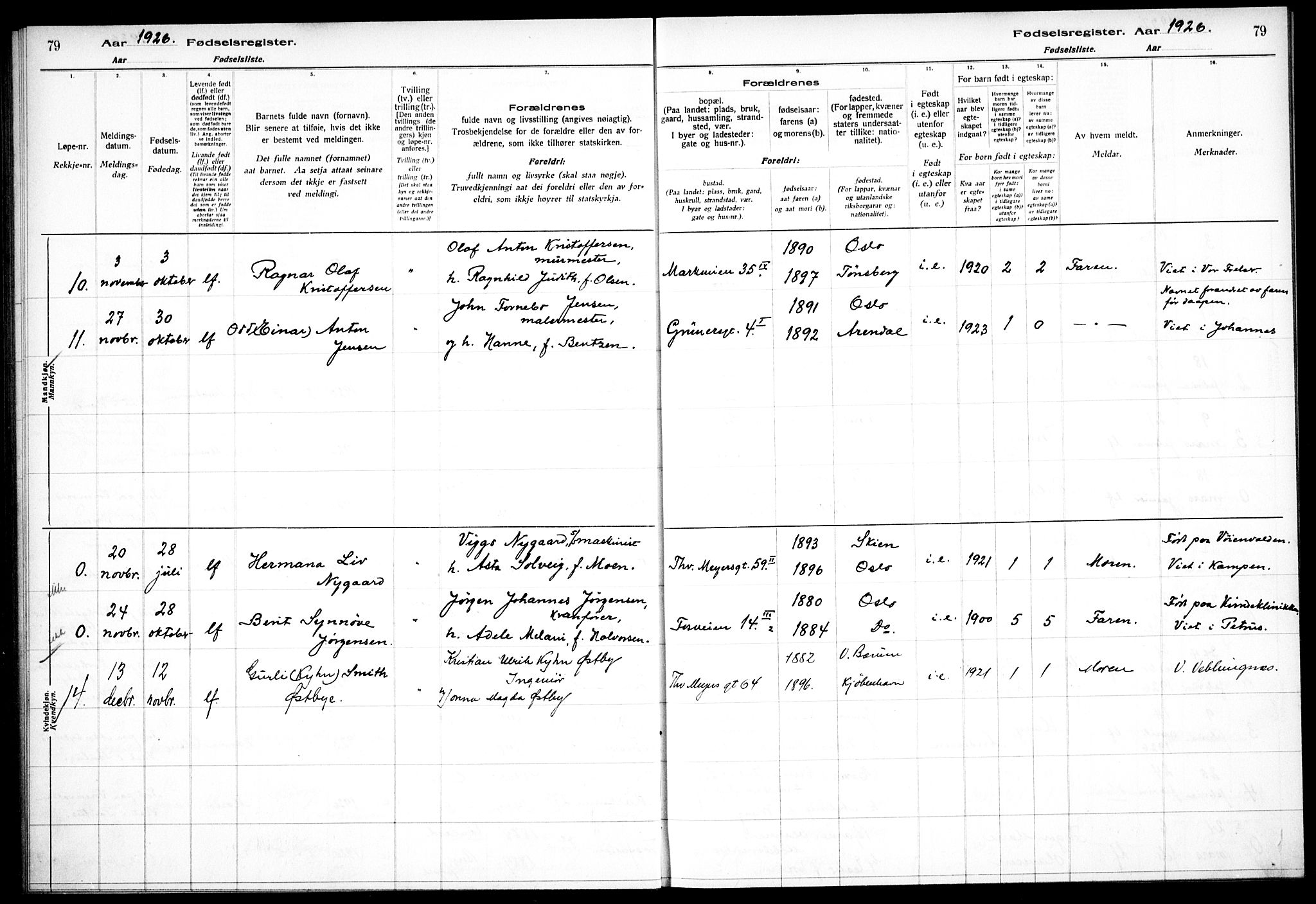 Hauge prestekontor Kirkebøker, AV/SAO-A-10849/J/Ja/L0001: Birth register no. 1, 1917-1938, p. 79