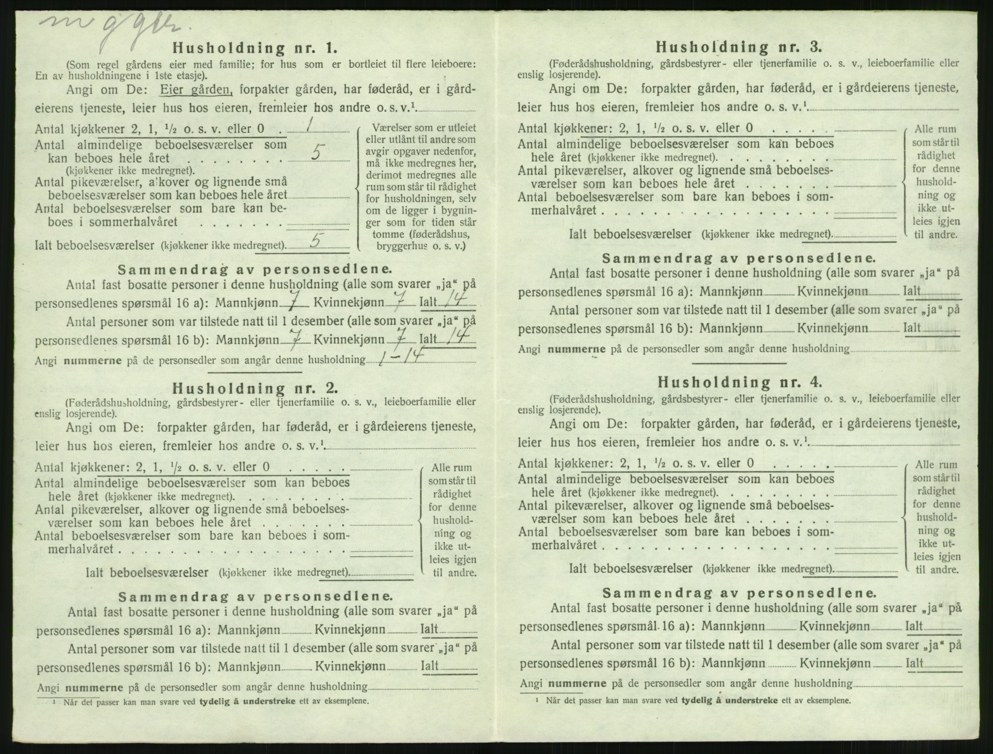 SAST, 1920 census for Klepp, 1920, p. 1173