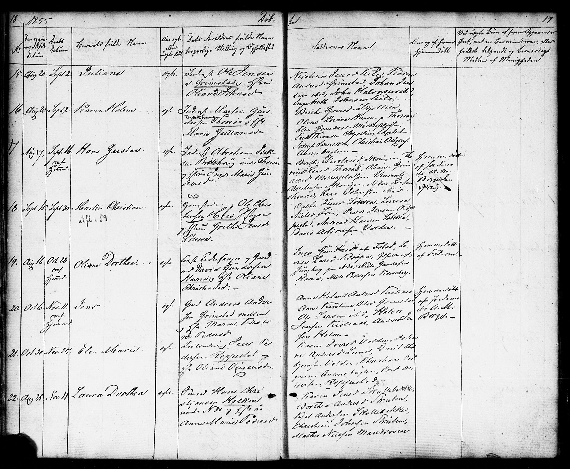 Borge prestekontor Kirkebøker, AV/SAO-A-10903/F/Fb/L0002: Parish register (official) no. II 2, 1853-1877, p. 18-19