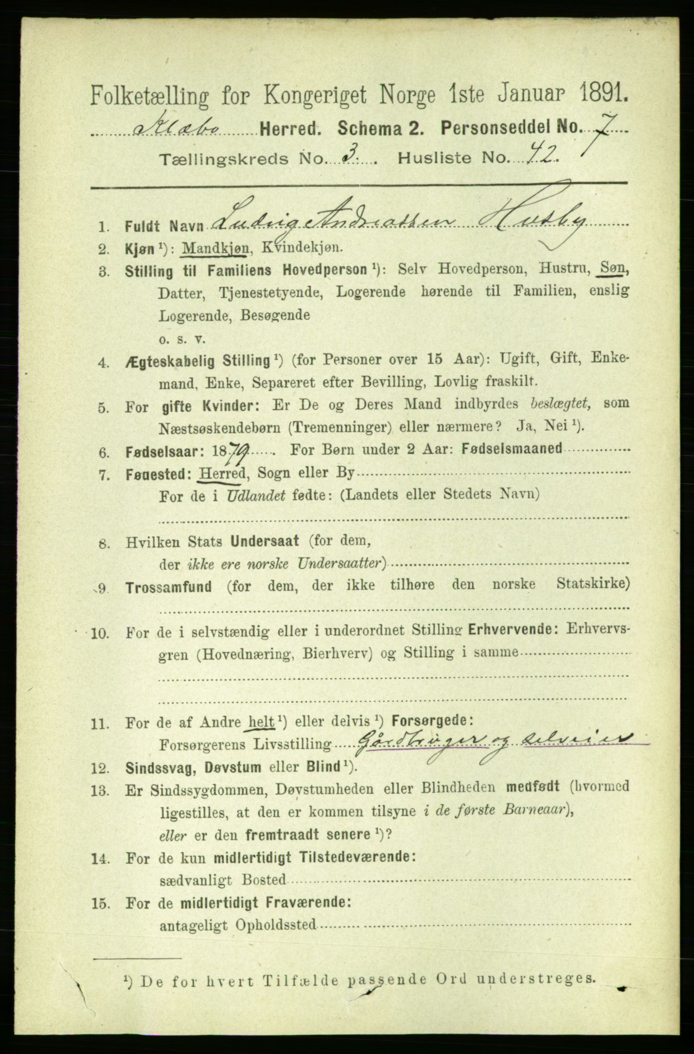 RA, 1891 census for 1662 Klæbu, 1891, p. 689