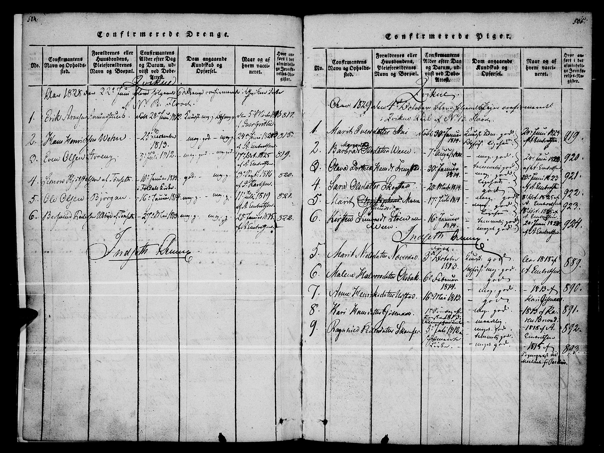 Kvikne prestekontor, AV/SAH-PREST-064/H/Ha/Haa/L0004: Parish register (official) no. 4, 1815-1840, p. 504-505