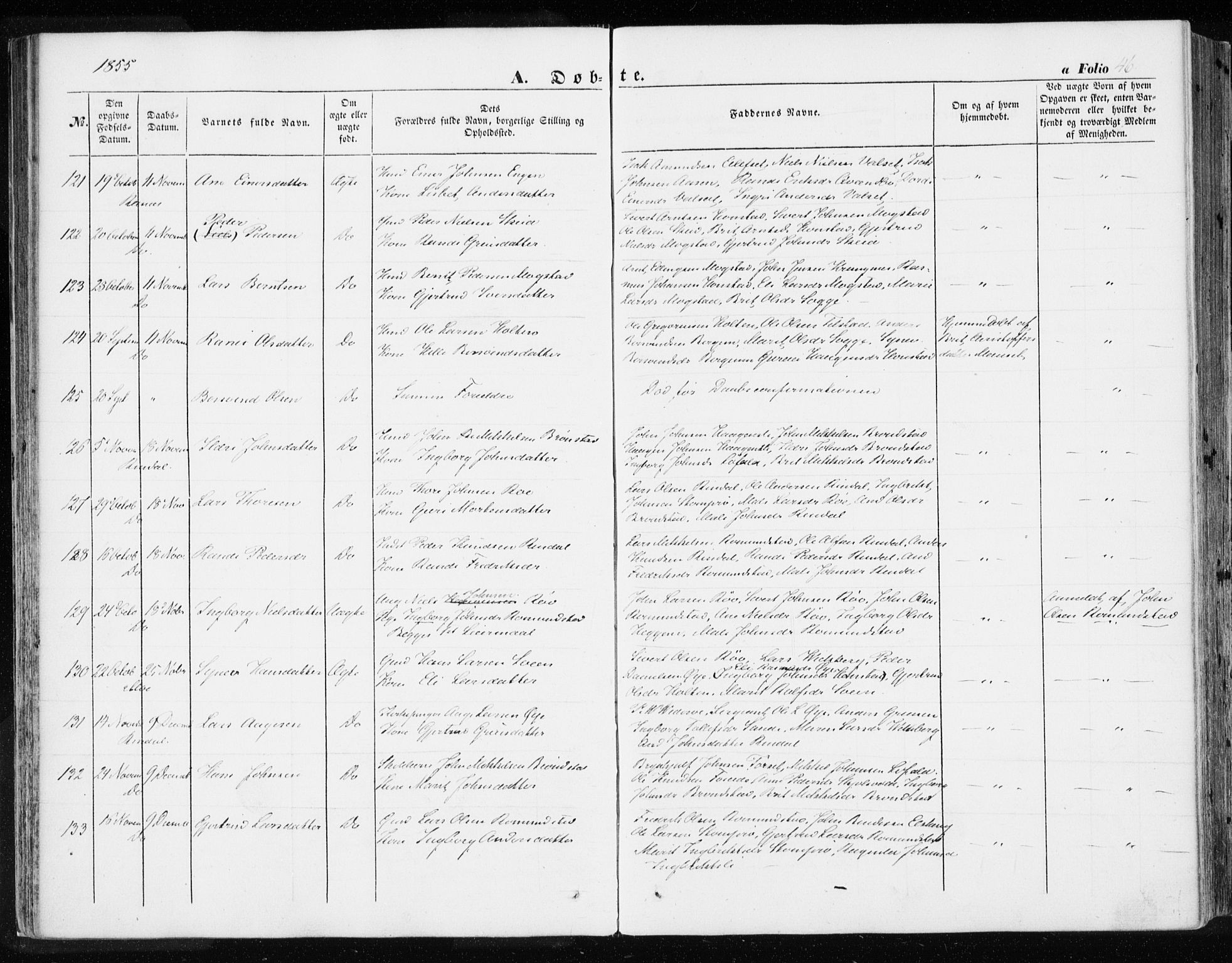 Ministerialprotokoller, klokkerbøker og fødselsregistre - Møre og Romsdal, AV/SAT-A-1454/595/L1044: Parish register (official) no. 595A06, 1852-1863, p. 46