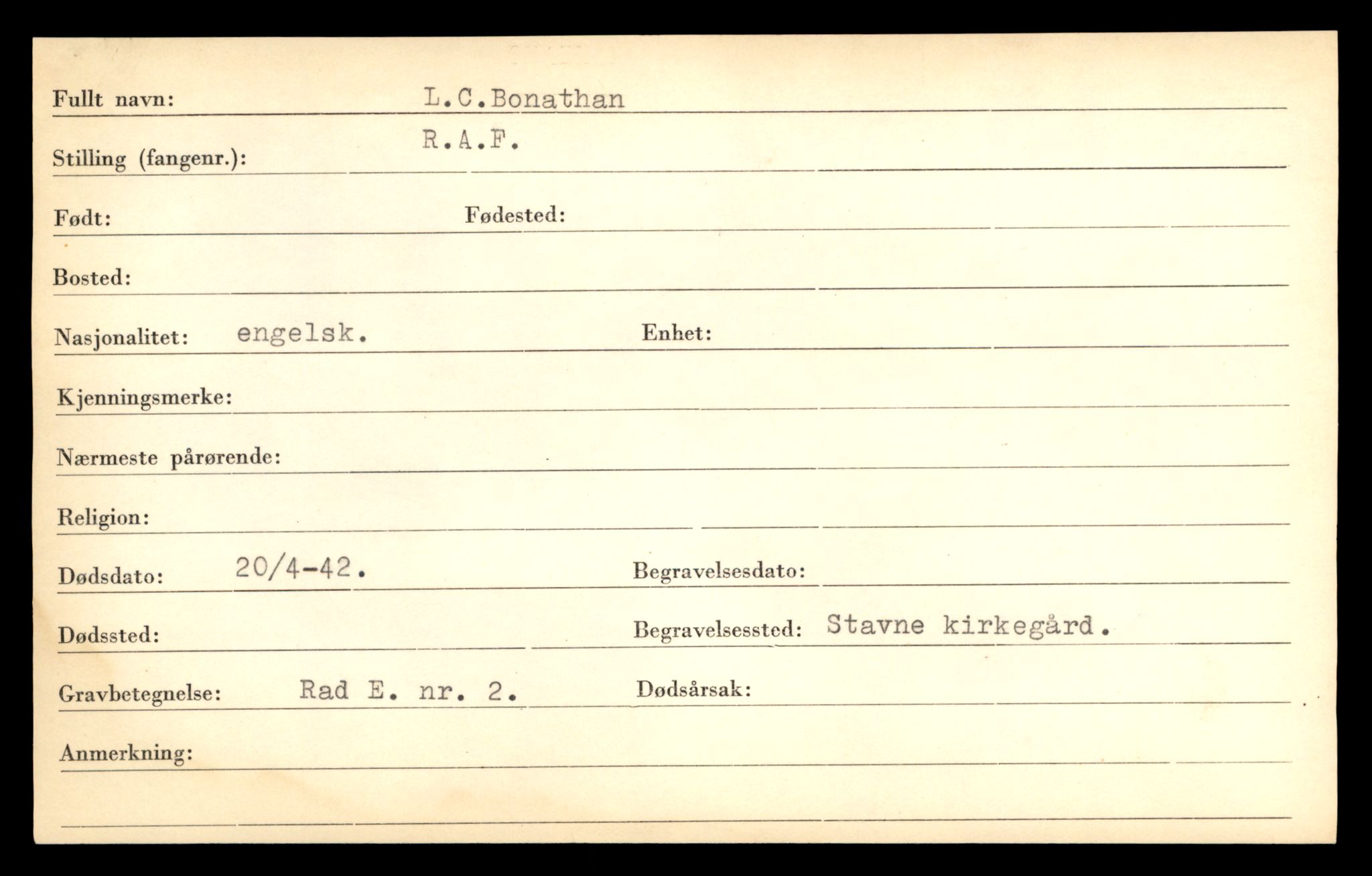 Distriktskontoret for krigsgraver, AV/SAT-A-5030/E/L0005: Kasett/kartotek over falne Britiske og tyske solater, samt andre nasjoners krigsgraver, 1945, p. 1939