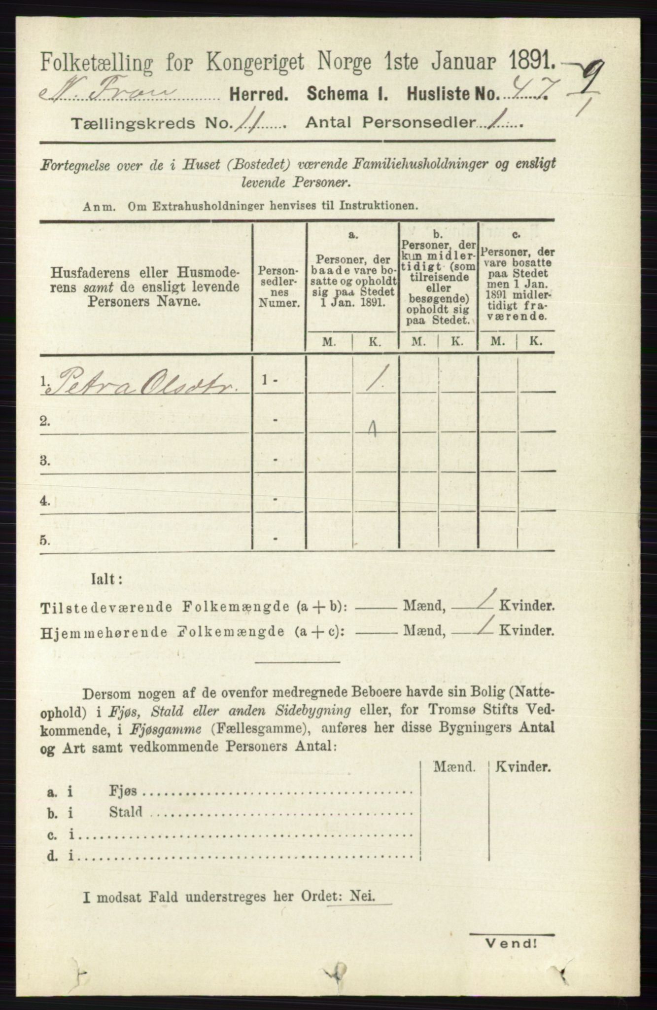 RA, 1891 census for 0518 Nord-Fron, 1891, p. 4827