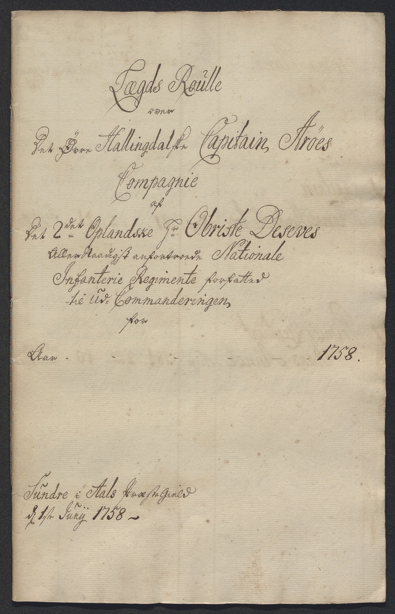 Kommanderende general (KG I) med Det norske krigsdirektorium, AV/RA-EA-5419/E/Ec/L0021: Ruller over nedkommanderte mannskap, 1758-1762, p. 395