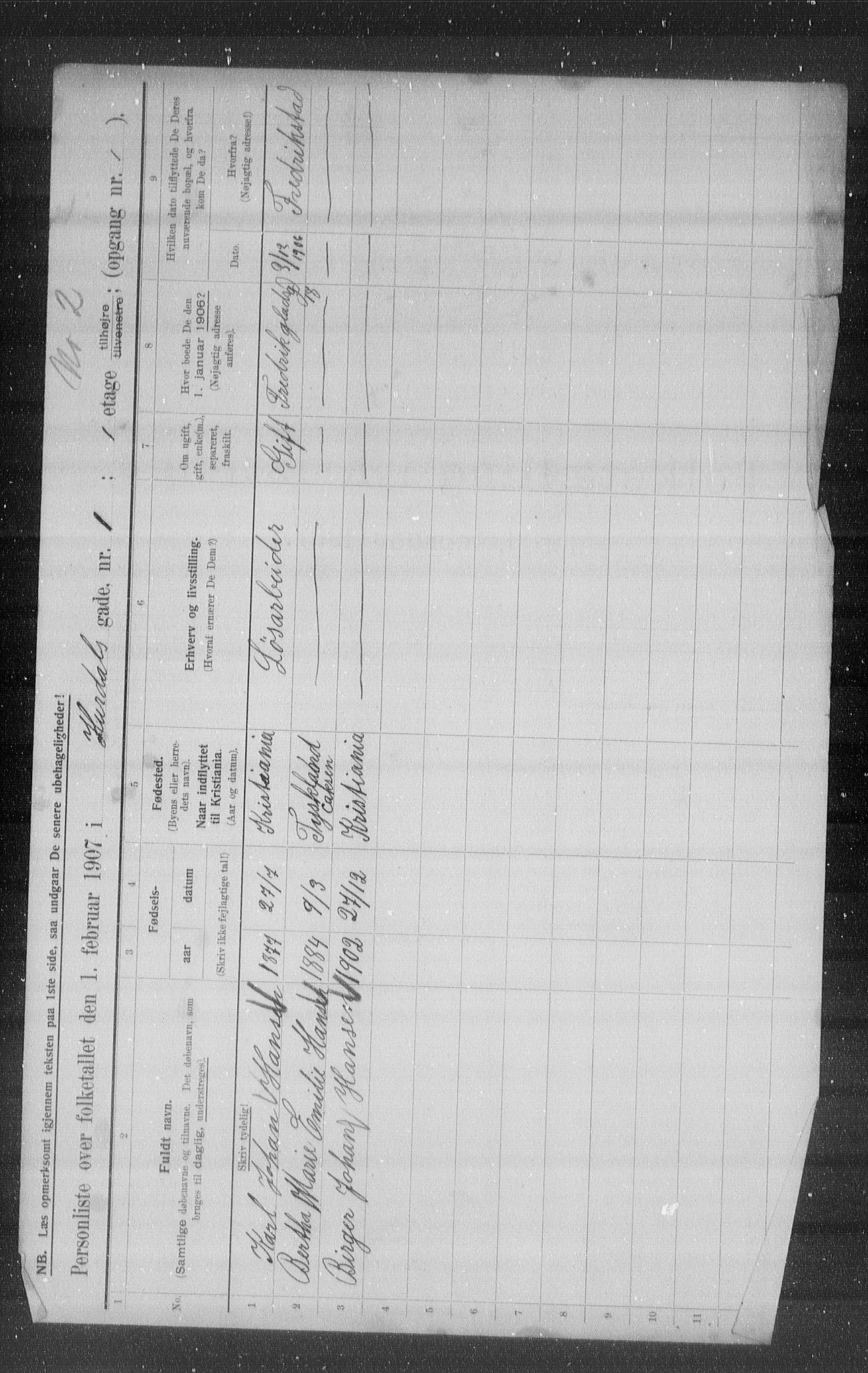 OBA, Municipal Census 1907 for Kristiania, 1907, p. 21670