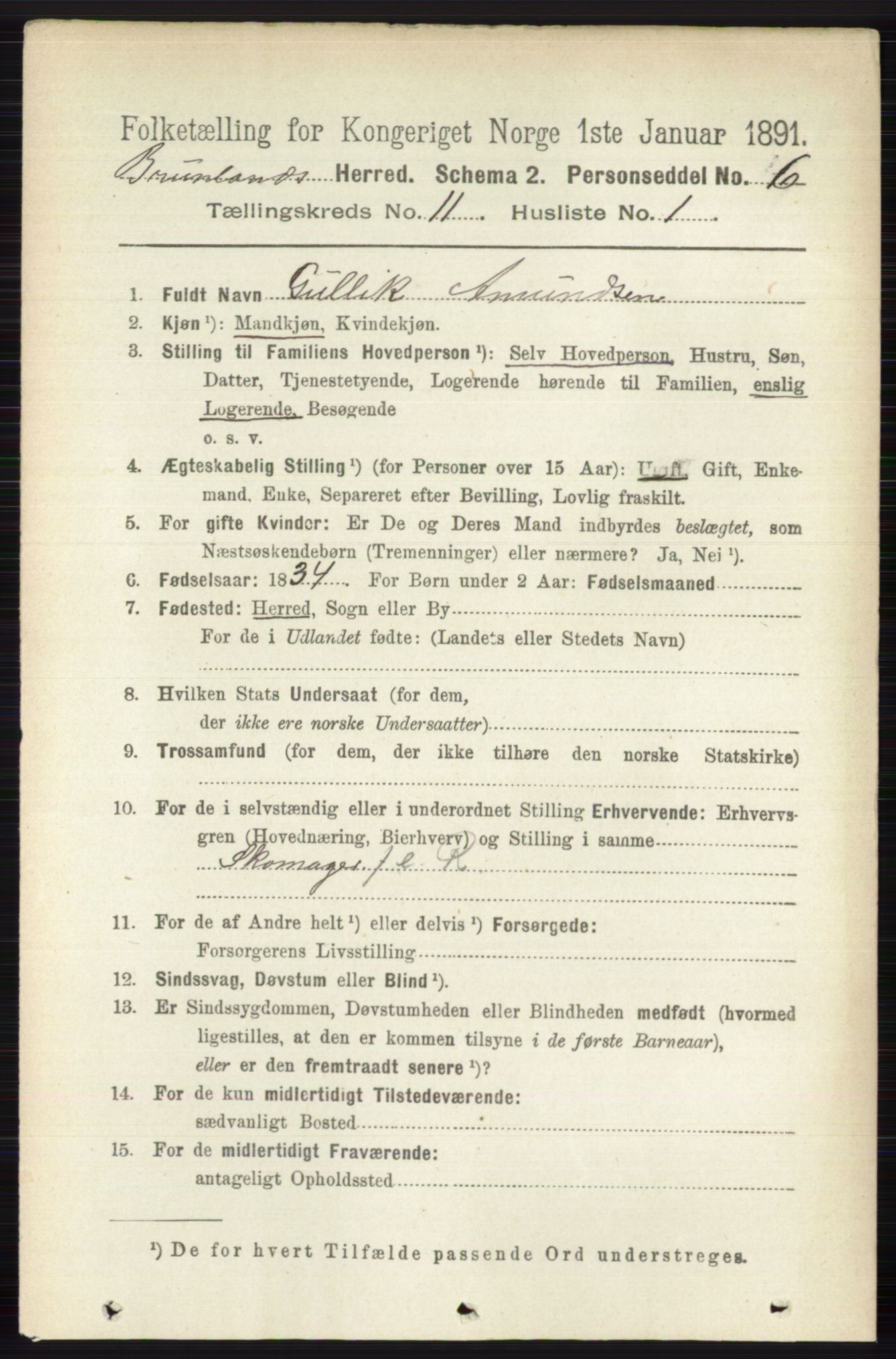 RA, 1891 census for 0726 Brunlanes, 1891, p. 5369