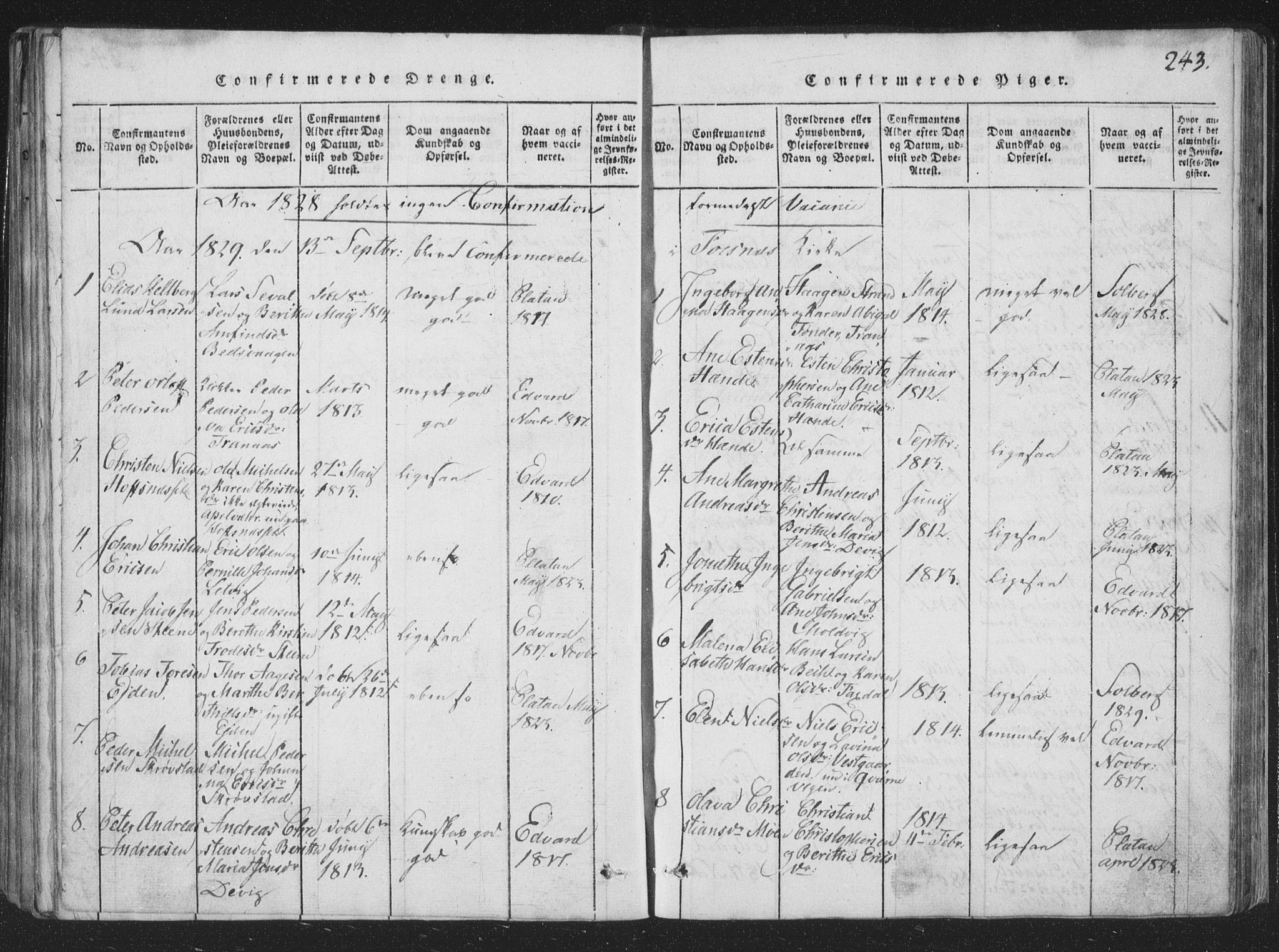 Ministerialprotokoller, klokkerbøker og fødselsregistre - Nord-Trøndelag, SAT/A-1458/773/L0613: Parish register (official) no. 773A04, 1815-1845, p. 243