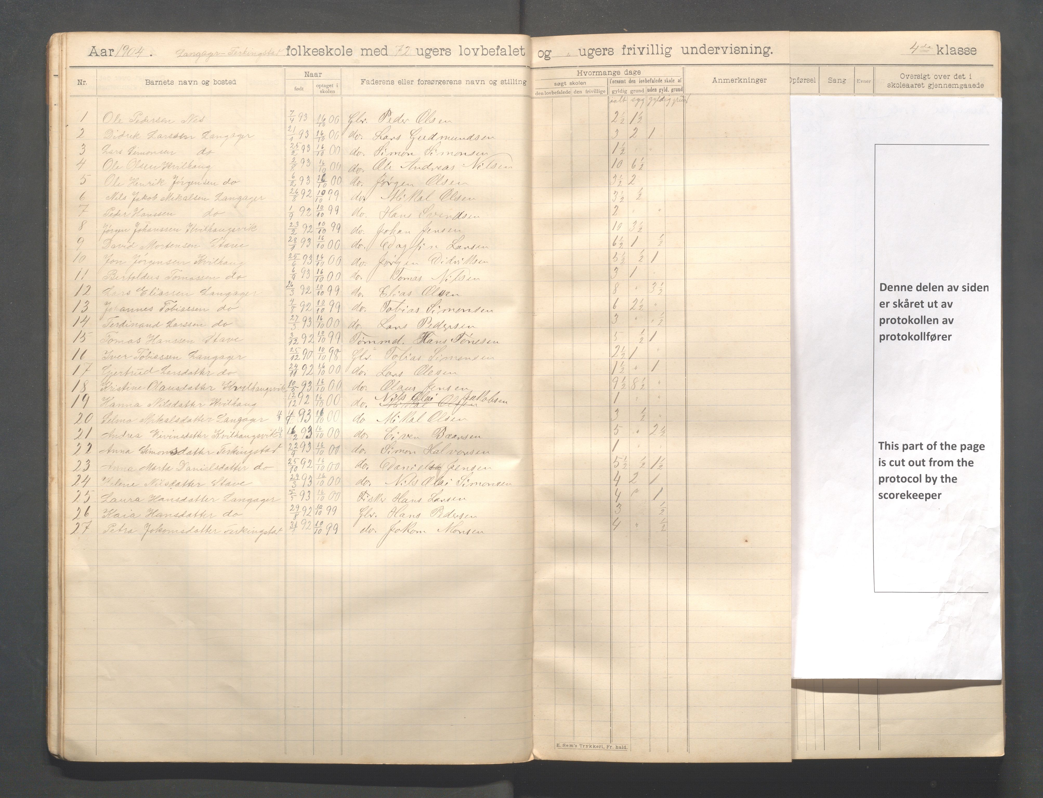 Skudenes kommune - Langåker - Ferkingstad skole, IKAR/A-303/H/L0002: Skoleprotokoll 1.-6. kl., 1903-1910, p. 17