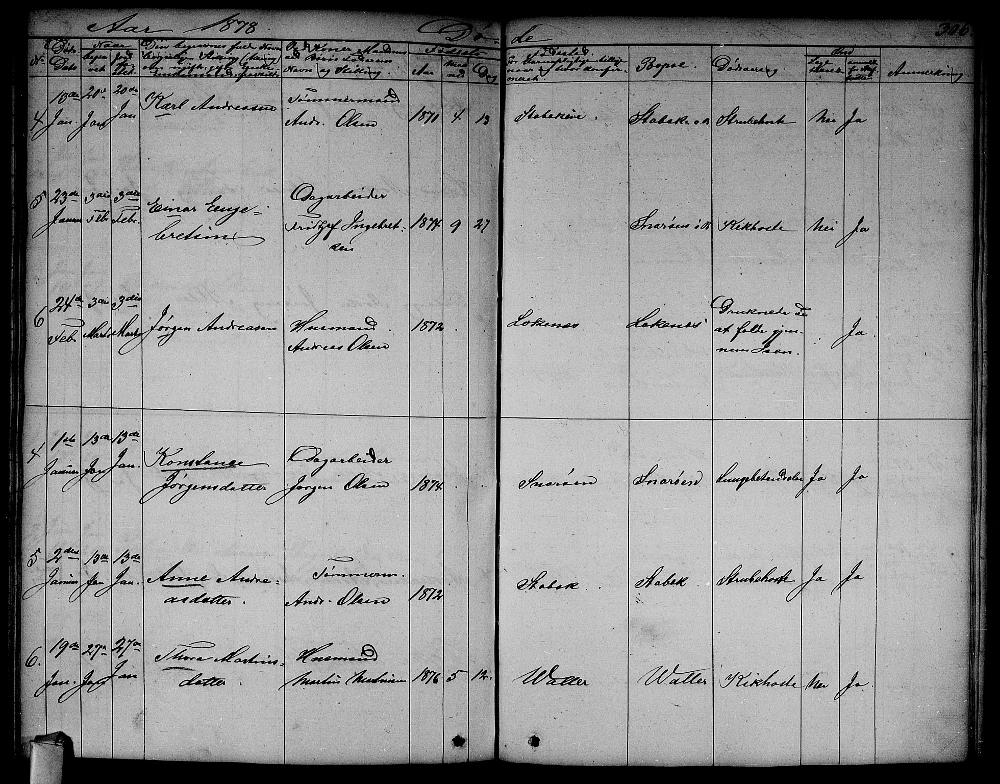 Asker prestekontor Kirkebøker, SAO/A-10256a/F/Fa/L0011: Parish register (official) no. I 11, 1825-1878, p. 306