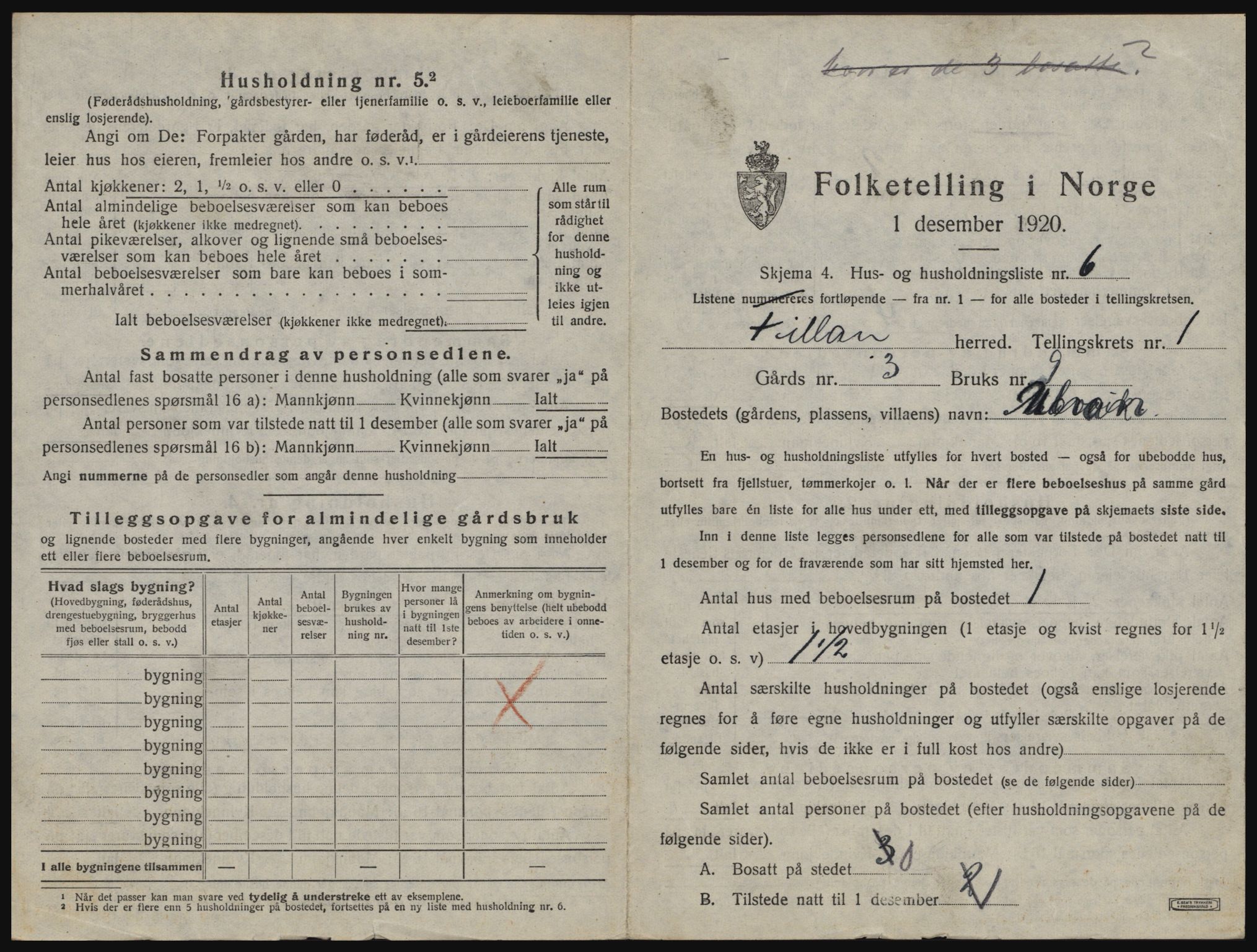 SAT, 1920 census for Fillan, 1920, p. 44