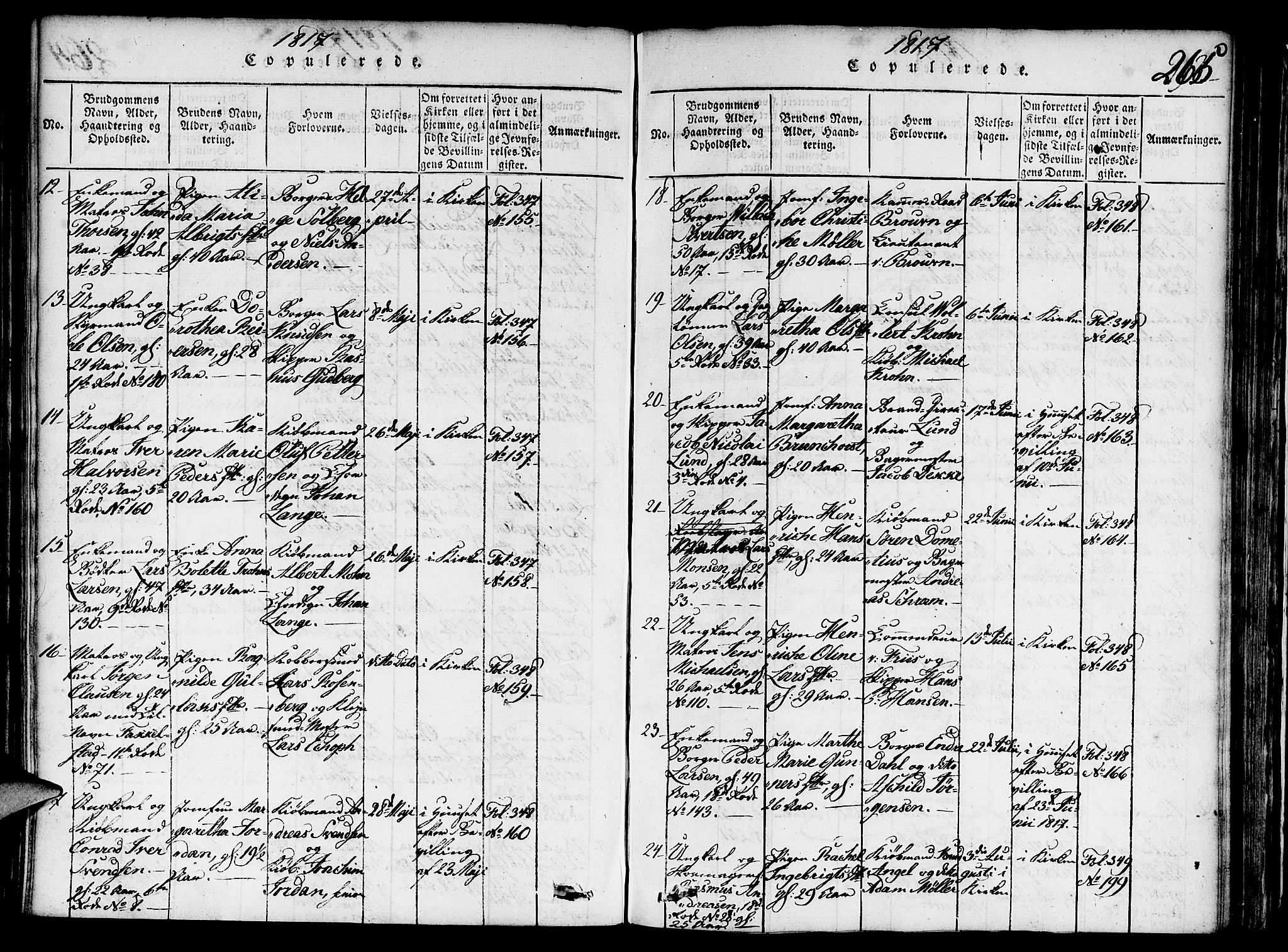 Nykirken Sokneprestembete, AV/SAB-A-77101/H/Haa/L0011: Parish register (official) no. A 11, 1816-1821, p. 265