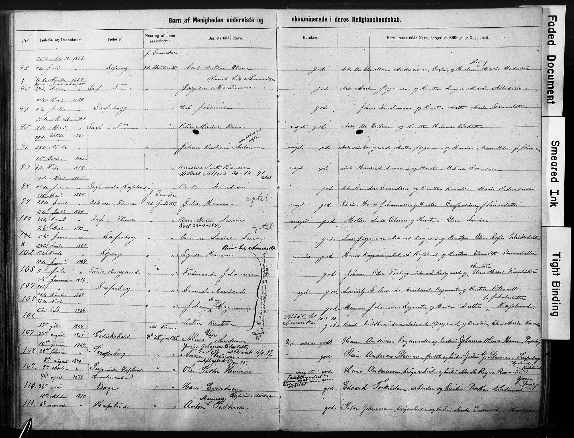 Sarpsborg metodistkirke, SAO/PAO-0233/A/L0003: Dissenter register no. 3, 1856-1893