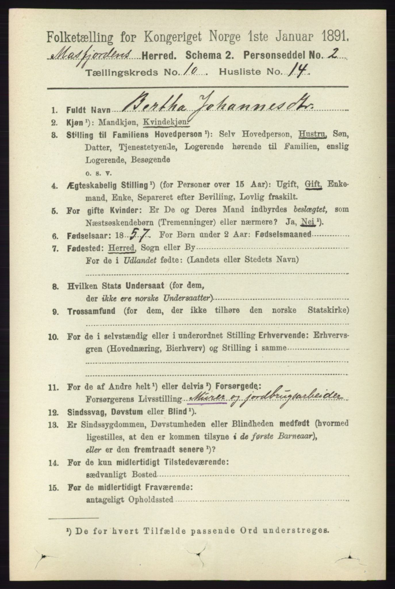 RA, 1891 census for 1266 Masfjorden, 1891, p. 2118