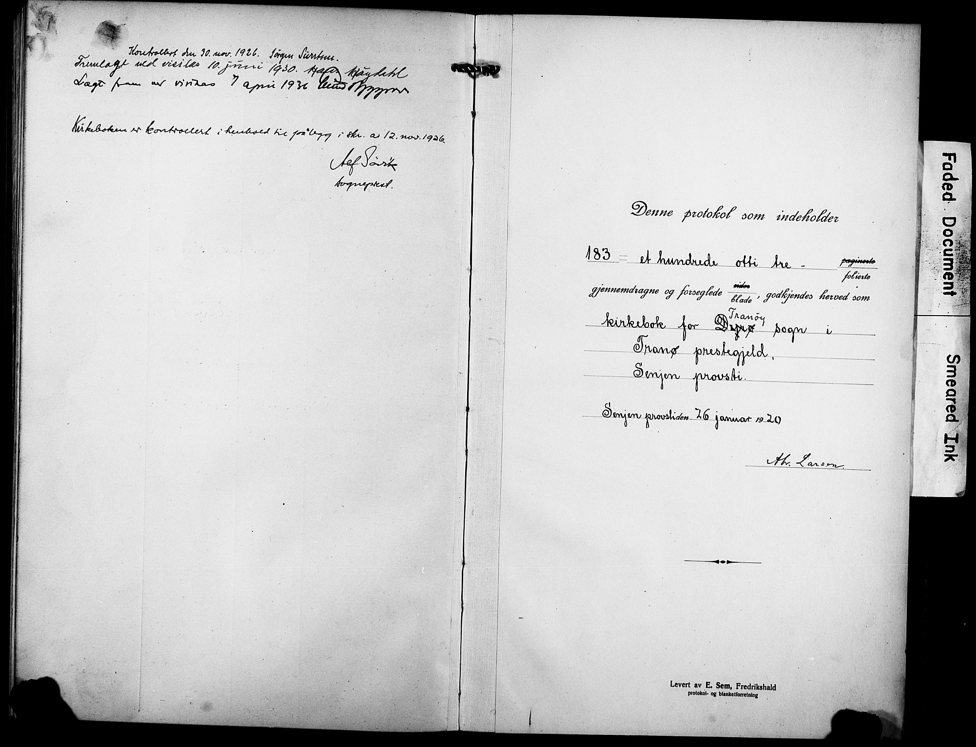 Tranøy sokneprestkontor, SATØ/S-1313/I/Ia/Iab/L0006klokker: Parish register (copy) no. 6, 1919-1932