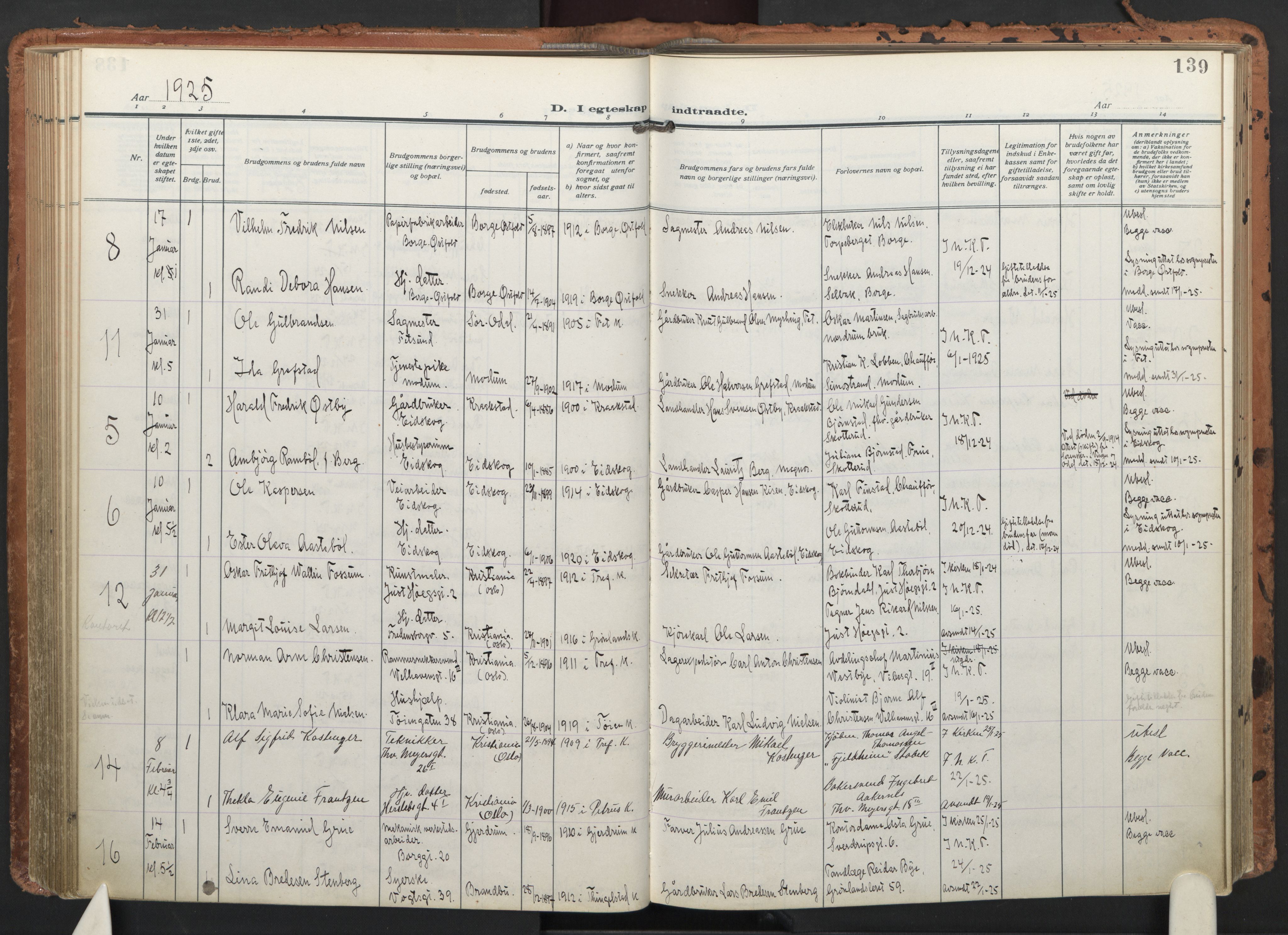 Trefoldighet prestekontor Kirkebøker, AV/SAO-A-10882/F/Fc/L0008: Parish register (official) no. III 8, 1920-1932, p. 139