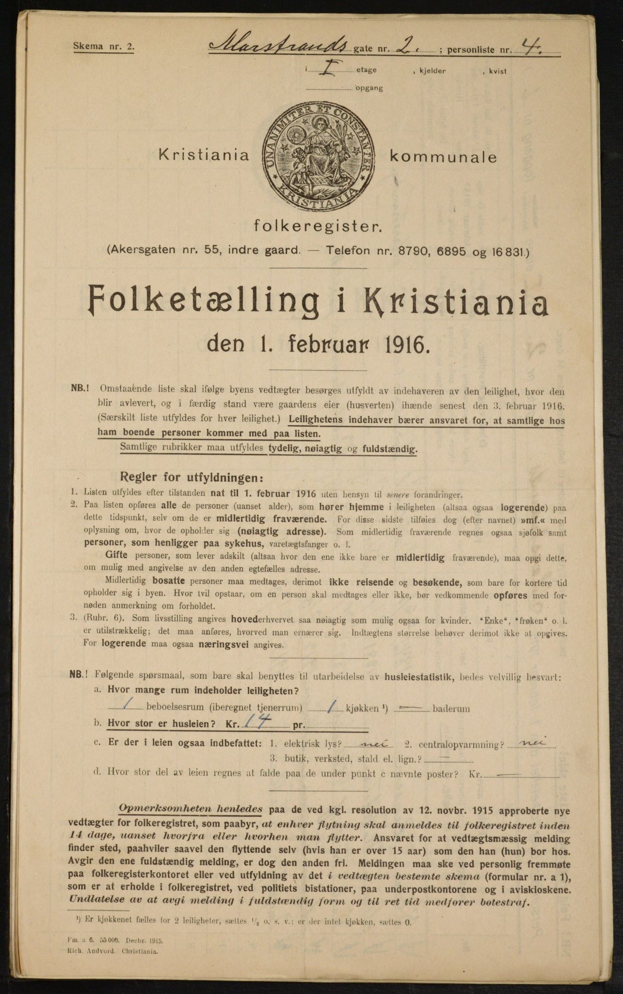 OBA, Municipal Census 1916 for Kristiania, 1916, p. 66338