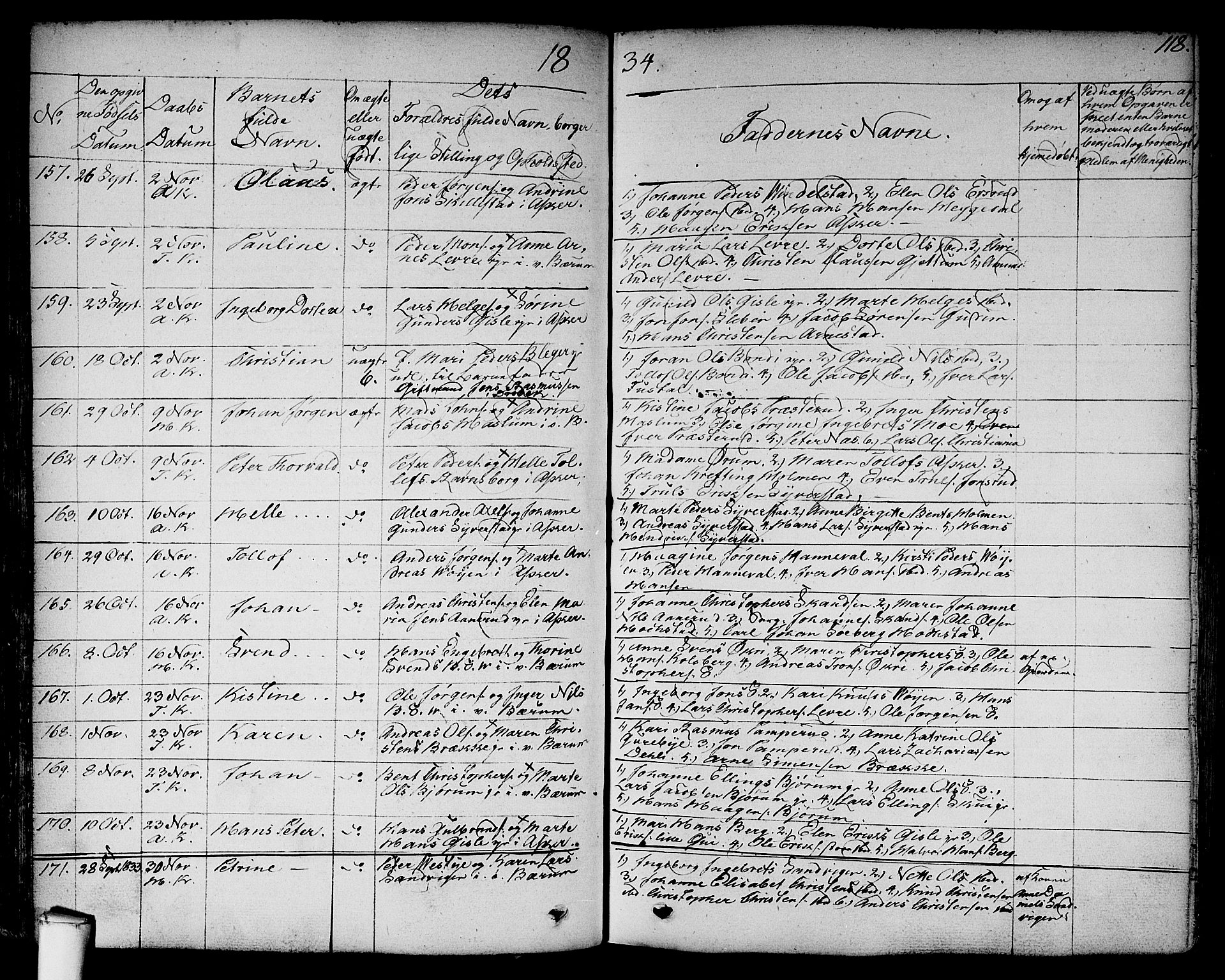 Asker prestekontor Kirkebøker, SAO/A-10256a/F/Fa/L0007: Parish register (official) no. I 7, 1825-1864, p. 118