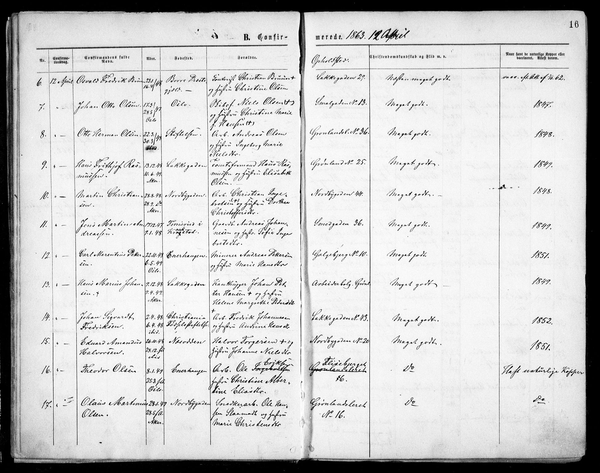 Grønland prestekontor Kirkebøker, AV/SAO-A-10848/F/Fa/L0003: Parish register (official) no. 3, 1862-1868, p. 16