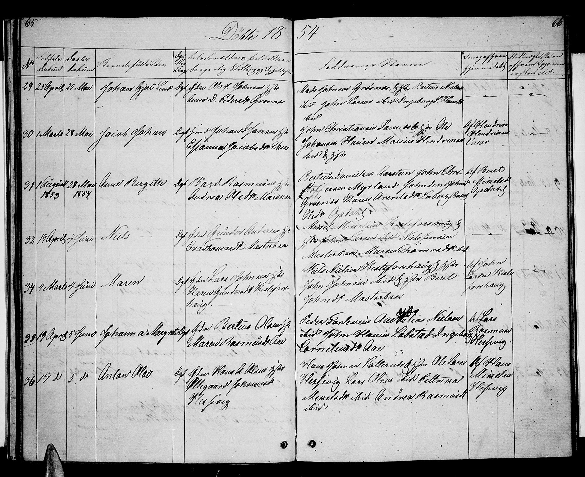 Ibestad sokneprestembete, AV/SATØ-S-0077/H/Ha/Hab/L0004klokker: Parish register (copy) no. 4, 1852-1860, p. 65-66