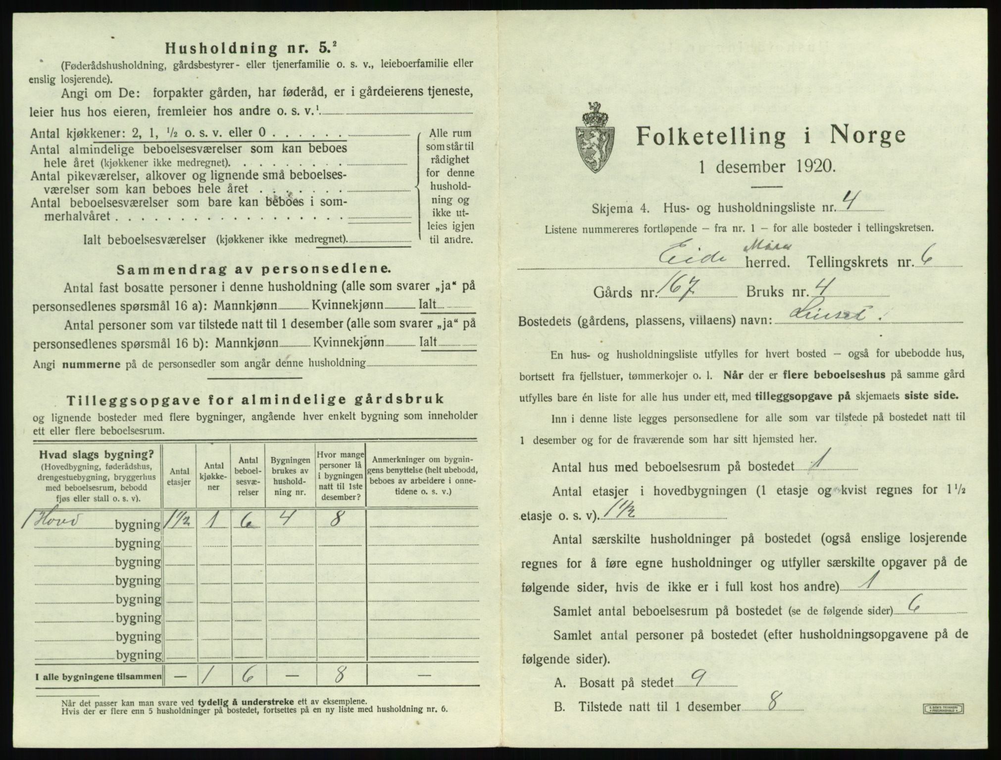 SAT, 1920 census for Eid (MR), 1920, p. 416