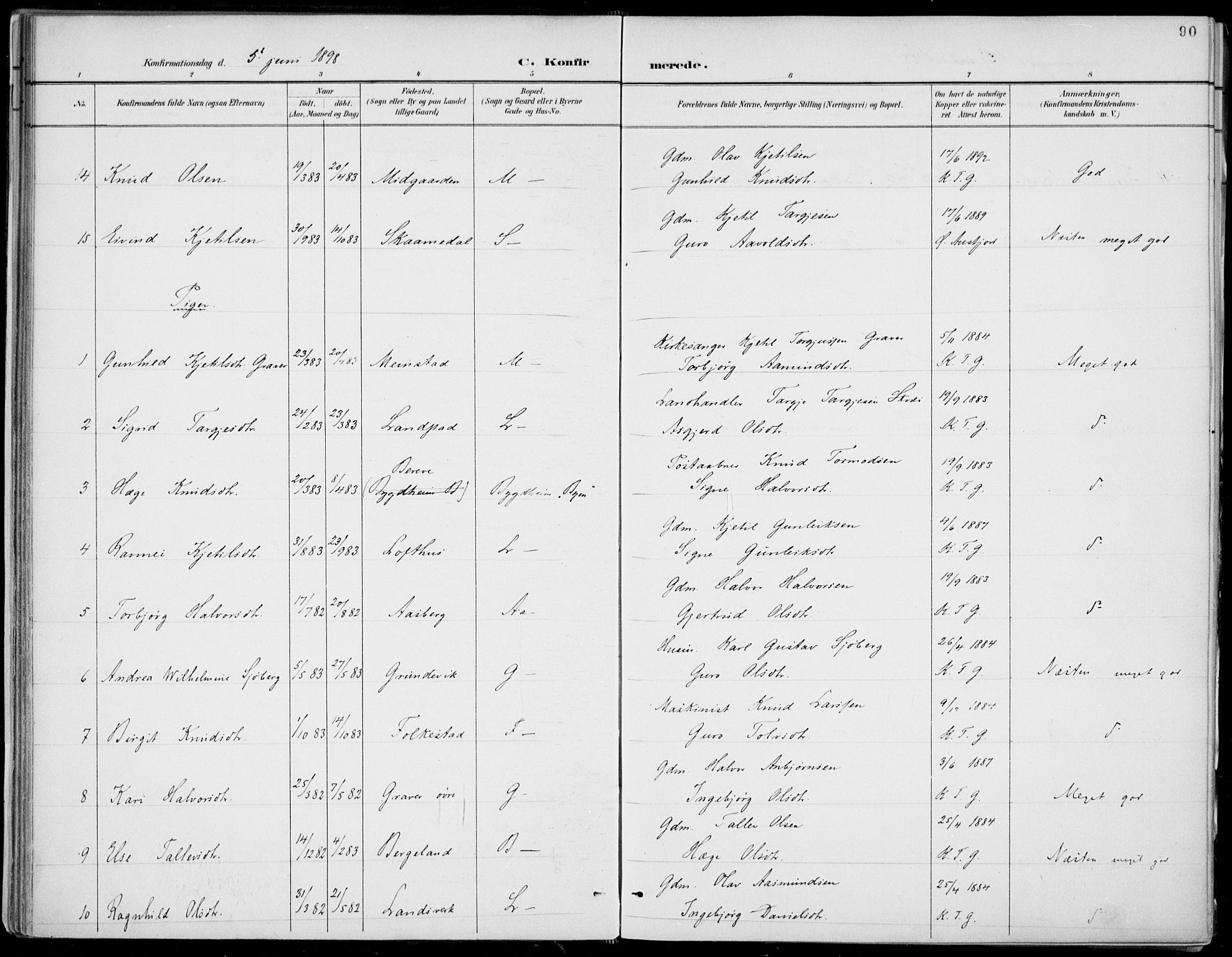 Fyresdal kirkebøker, AV/SAKO-A-263/F/Fa/L0007: Parish register (official) no. I 7, 1887-1914, p. 90