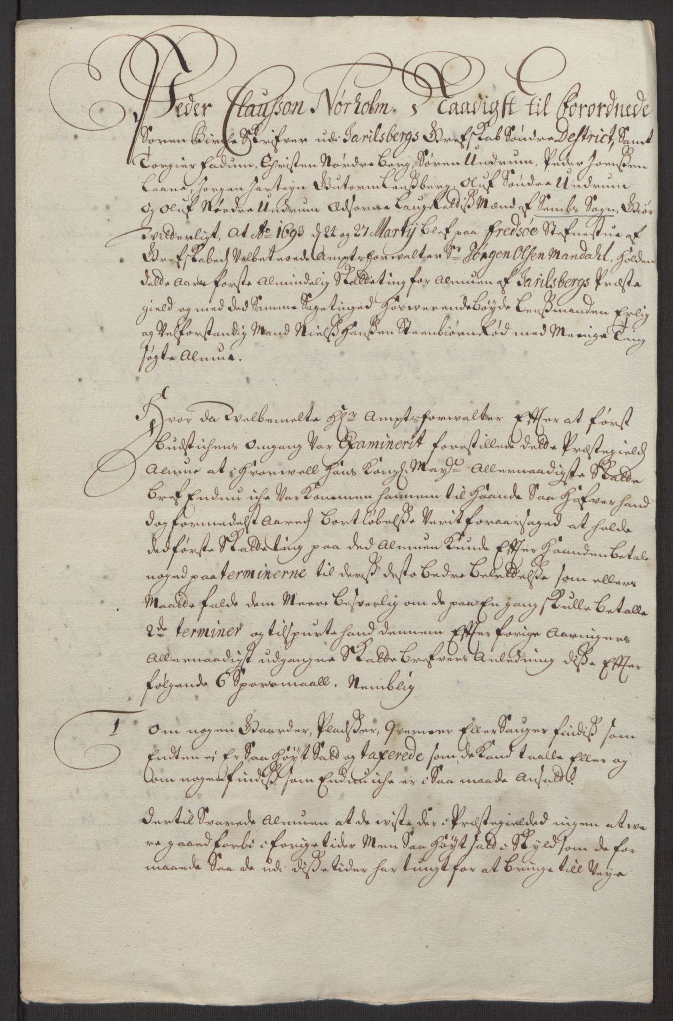 Rentekammeret inntil 1814, Reviderte regnskaper, Fogderegnskap, AV/RA-EA-4092/R32/L1866: Fogderegnskap Jarlsberg grevskap, 1693, p. 406