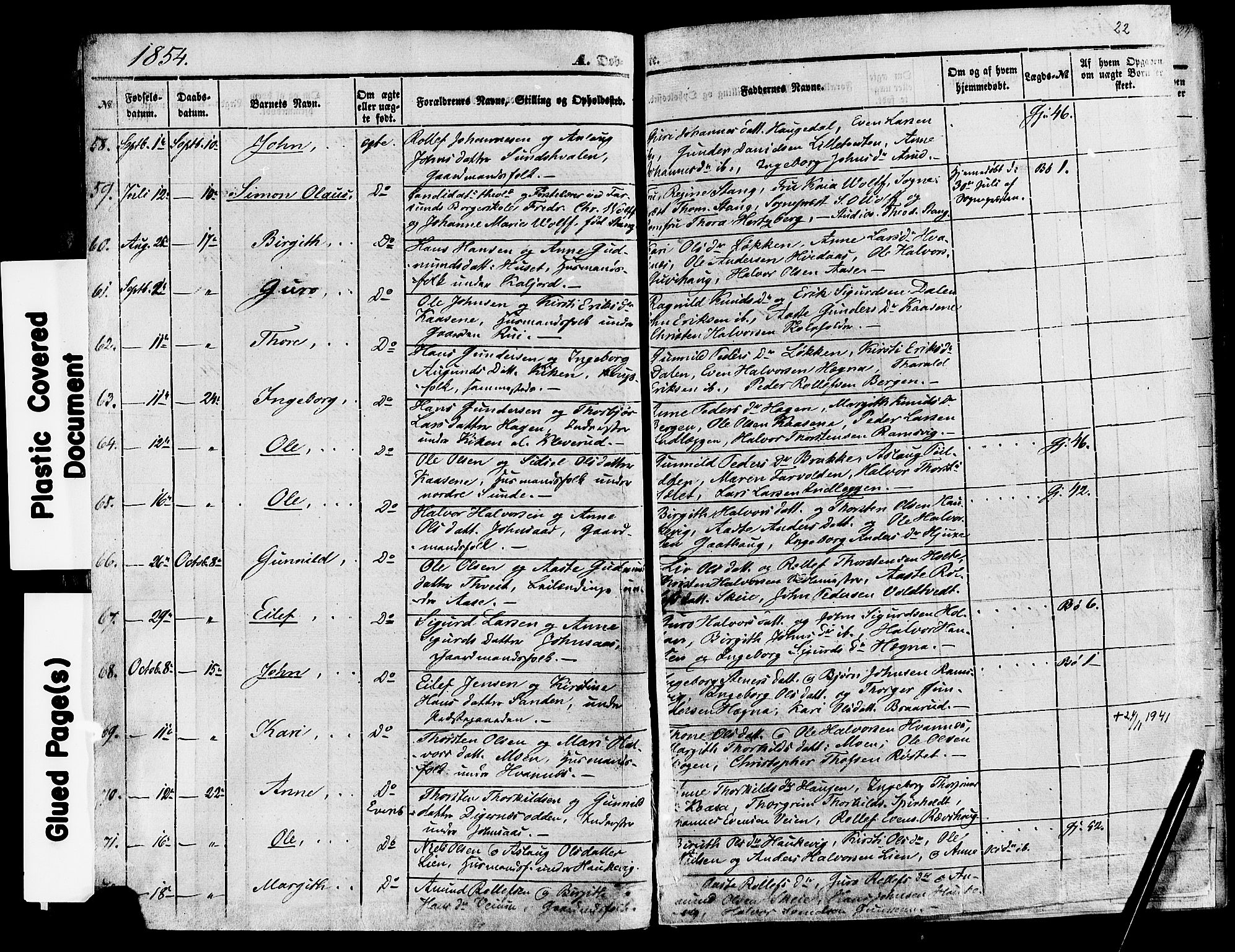 Sauherad kirkebøker, SAKO/A-298/F/Fa/L0007: Parish register (official) no. I 7, 1851-1873, p. 22